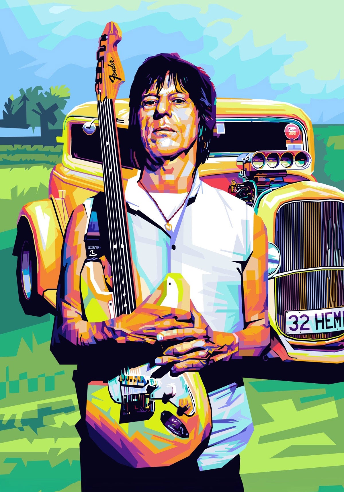 Torbjørn Endrerud (Tendart) "Jeff Beck", digitalt grafisk kunstverk