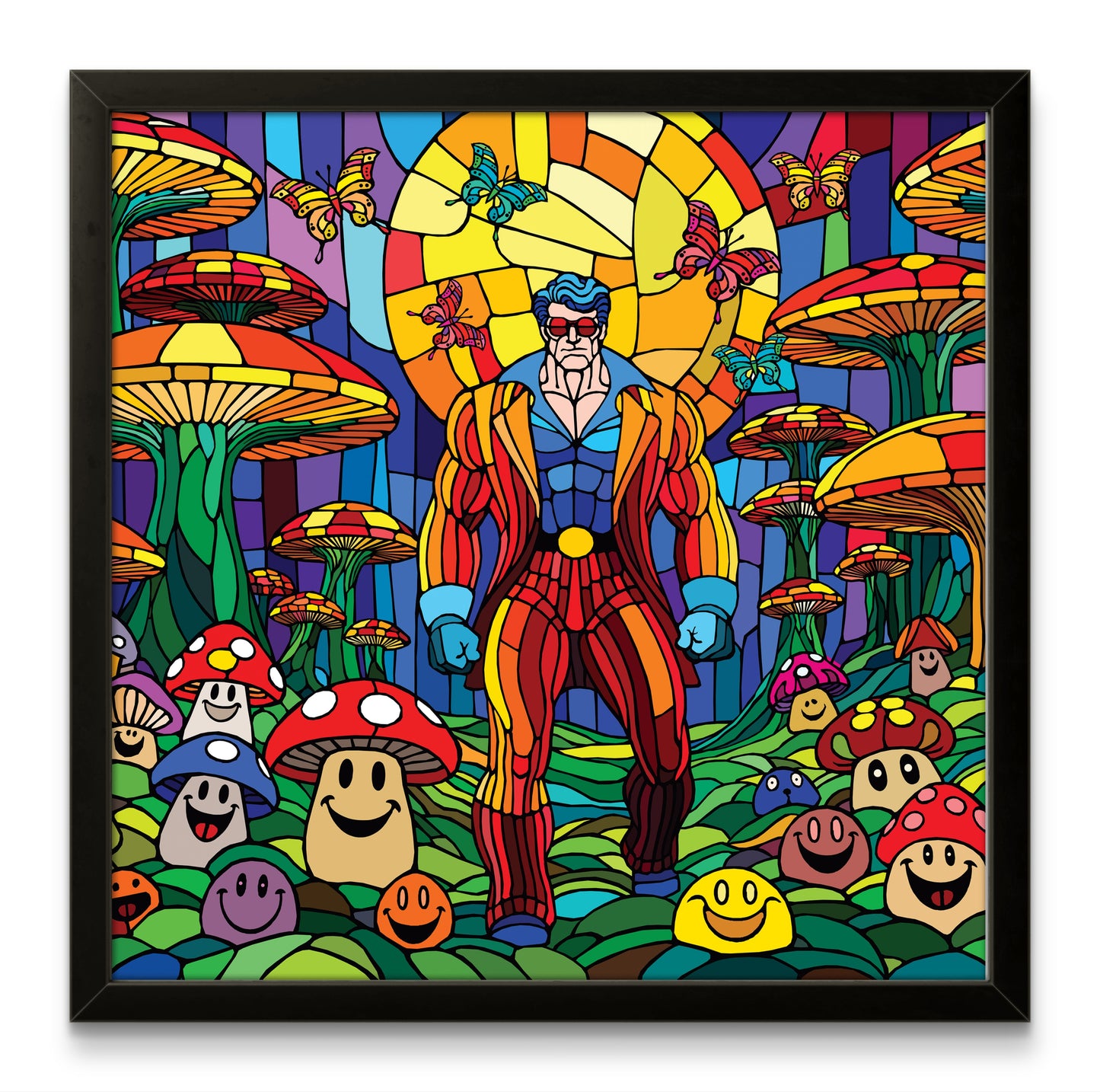 Popart av Ronny Bank. Her ser du motivet "The mushroom man" Ronny Bank er en kjent og populĂŠr kunstner