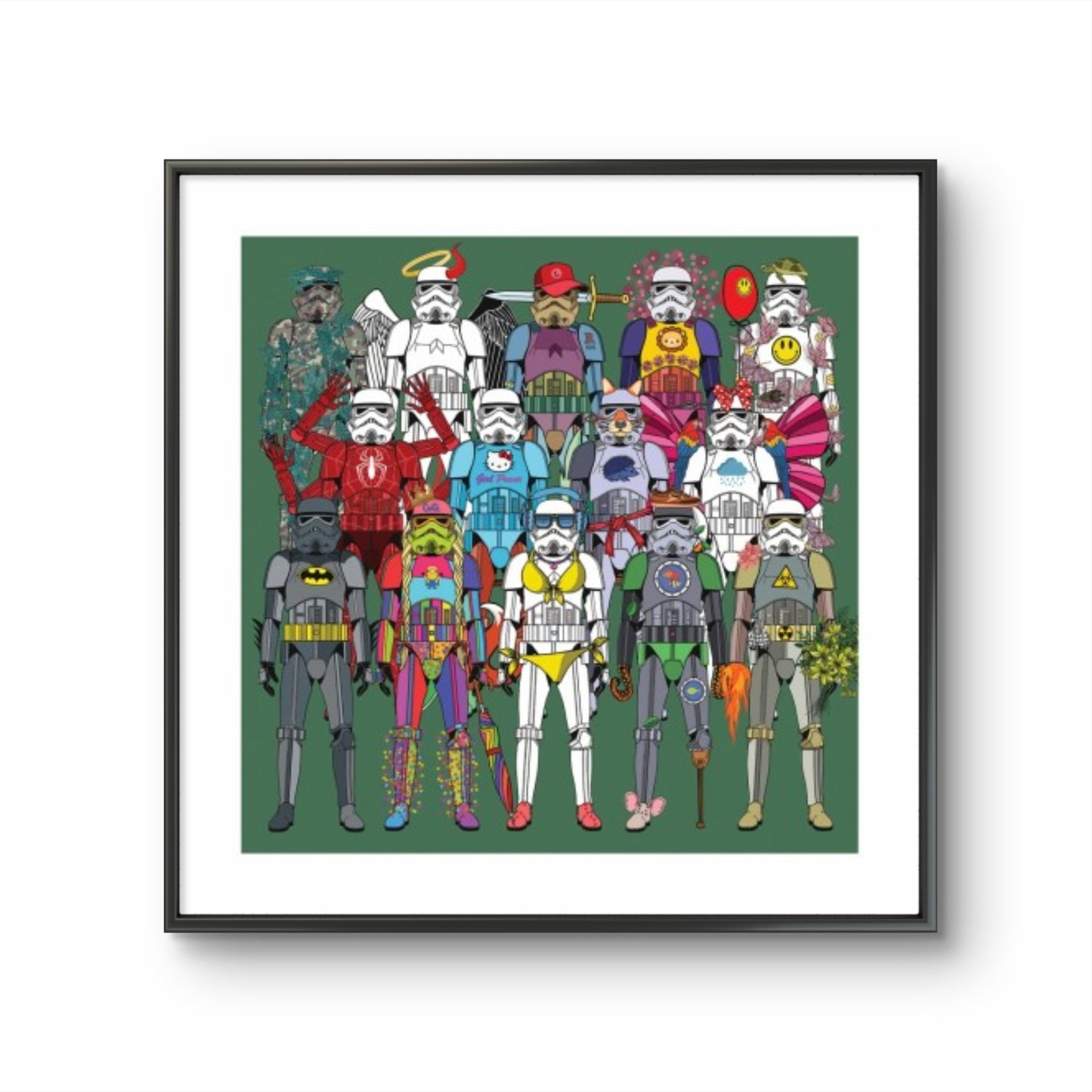 Grafikk av Ronny Bank. Sikre deg en stormtrooper fra den populære serien "TrooperLove" av Ronny Bank. Leie kunst til din bedrift? Galleri2b formidler salg av store malerier til bedrifter eller utleie av kunst. Kontakt oss for et tilbud, Stort utvalg av popart og streetart