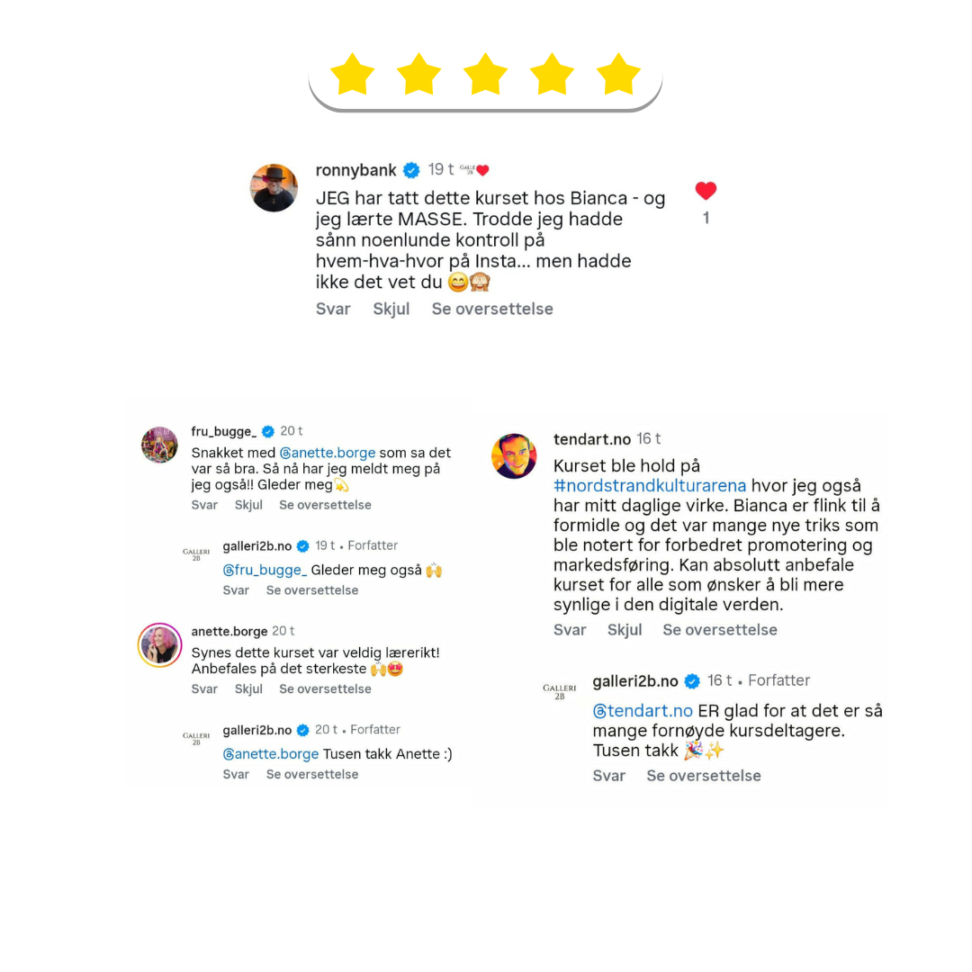 Anbefalinger fra tidligere deltagere på Istagramkurset