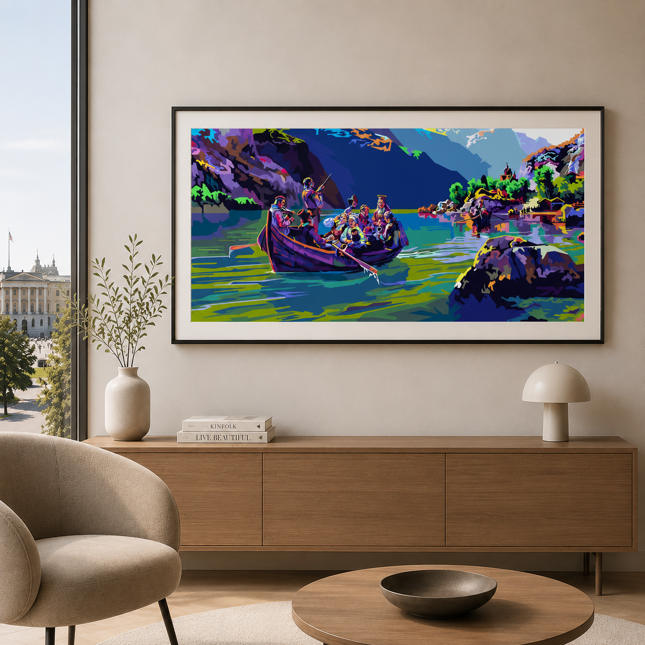 Kunsttrykk tolket i popart-stil av Tendert.
Tittel: *Brudeferden*