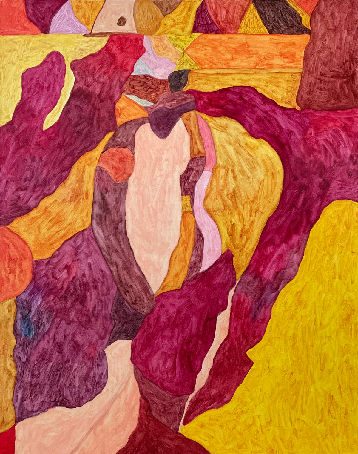 Blood Moon, abstrakt maleri av Emilie Wesche, 80 x 100 cm