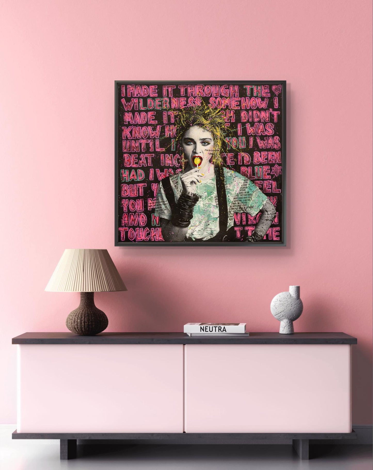 POp art stil skapt av kunstneren Fru Bugge. "Like a virgin" Madonna i pop art stil