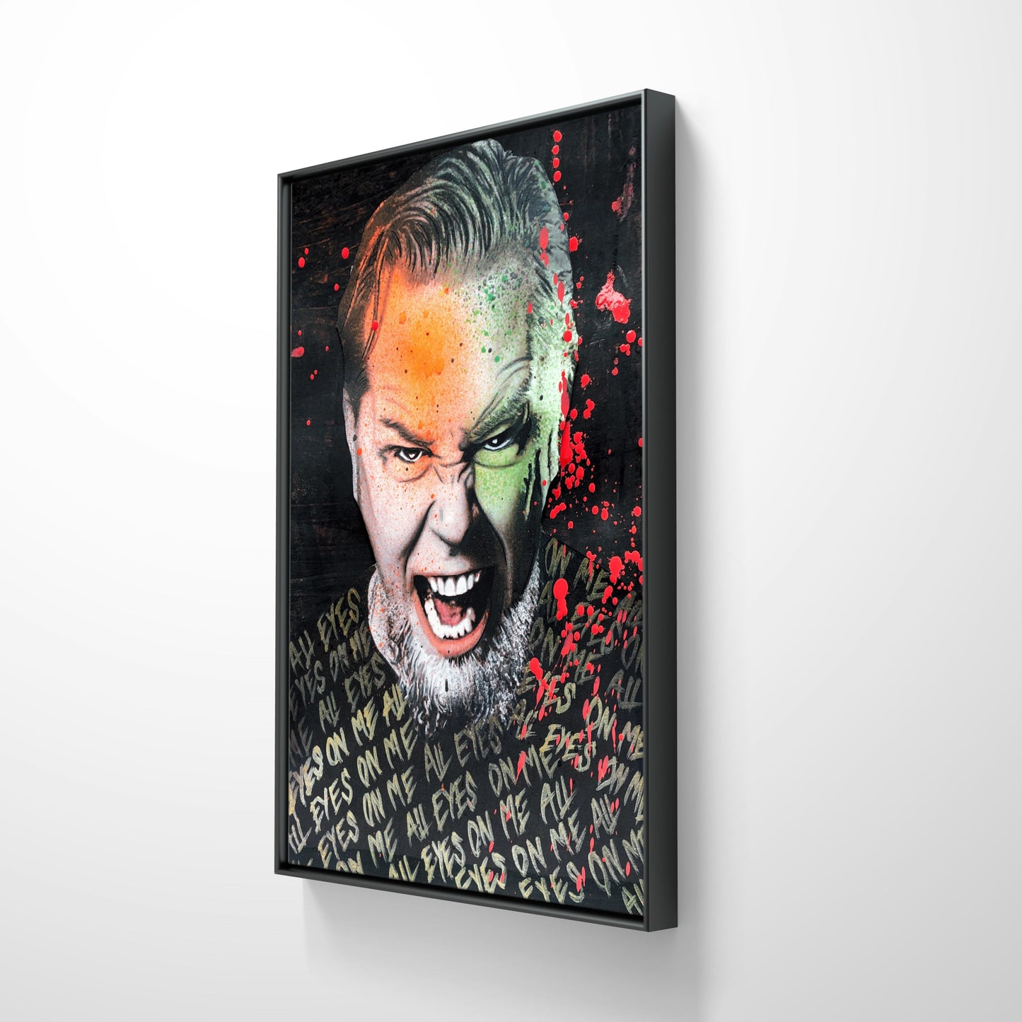 Pop Art av Fru Bugge. Galleri2b har et stort utvalg av pop art og streetart. Her ser du kunsttrykk av James Hetfield. Galleri2b formidler store malerier/origiginaler i pop art og streetart stil av Fru Bugge