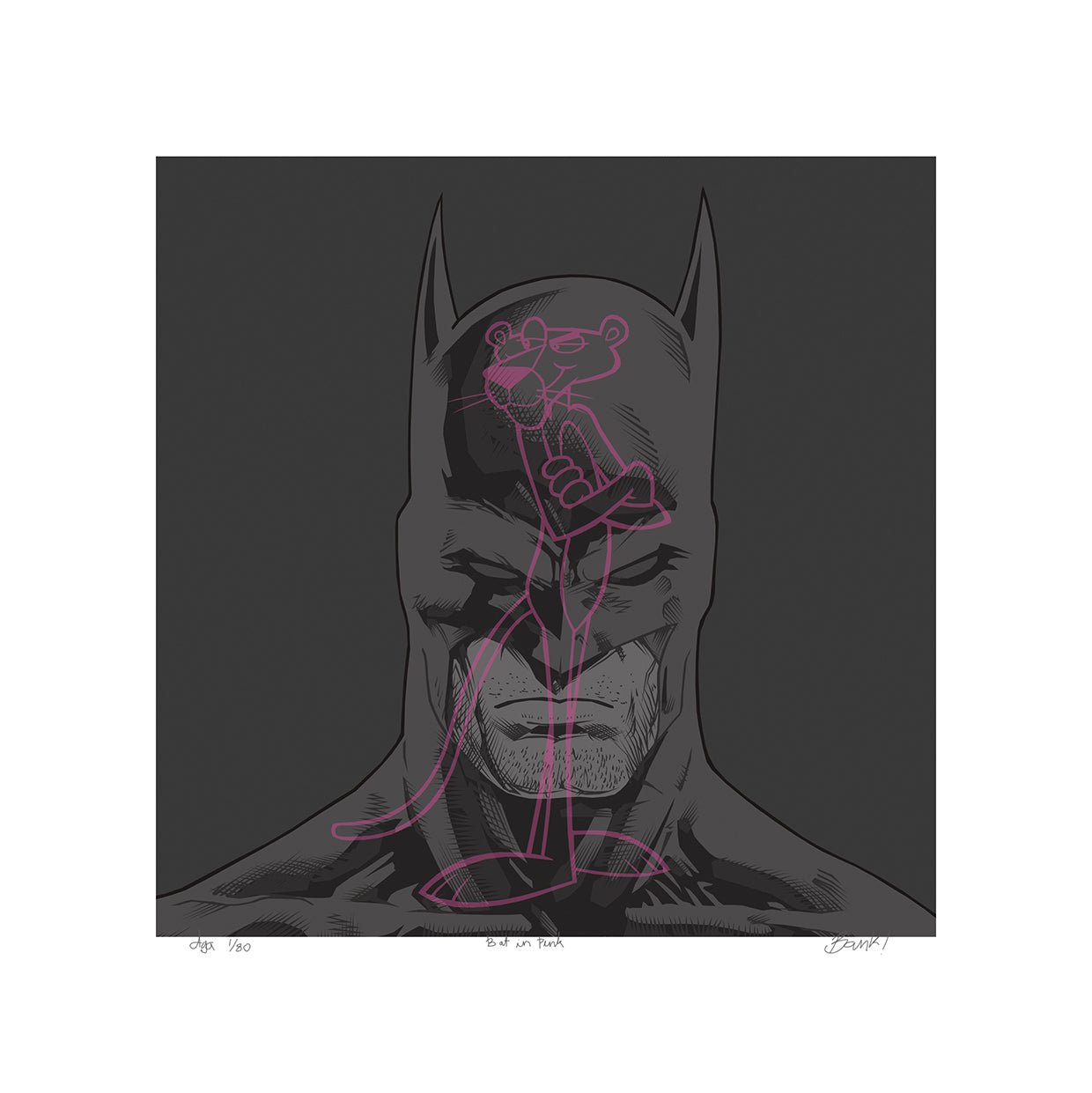 Bilde av Ronny Bank - "Bat in pink" - 2025 edition laget av Ronny Bank, popart kunst fra Galleri2b