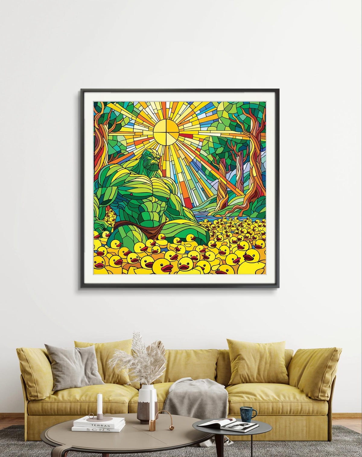 Bilde av Ronny Bank "King of ducks" 50X50 cm laget av Ronny Bank, popart kunst fra Galleri2b
