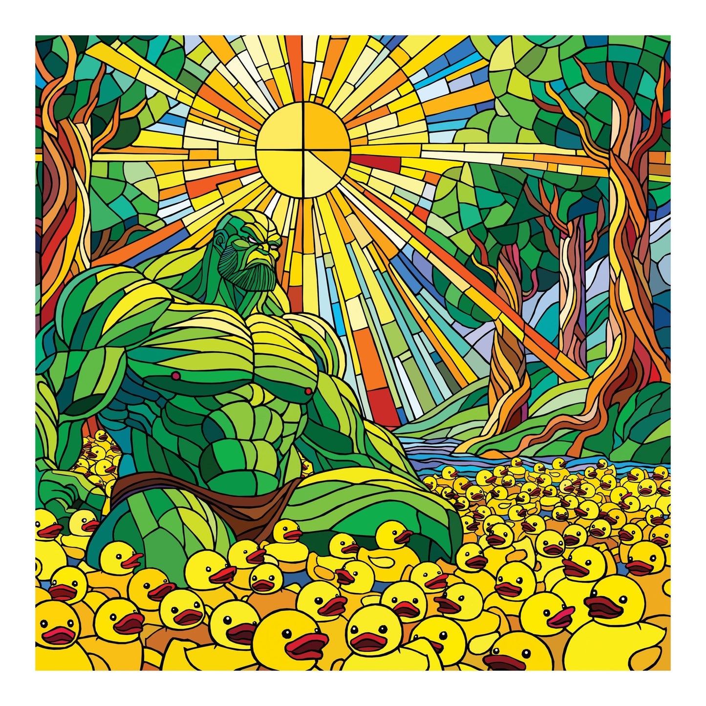 Bilde av Ronny Bank "King of ducks"90X90cm laget av Ronny Bank, popart kunst fra Galleri2b