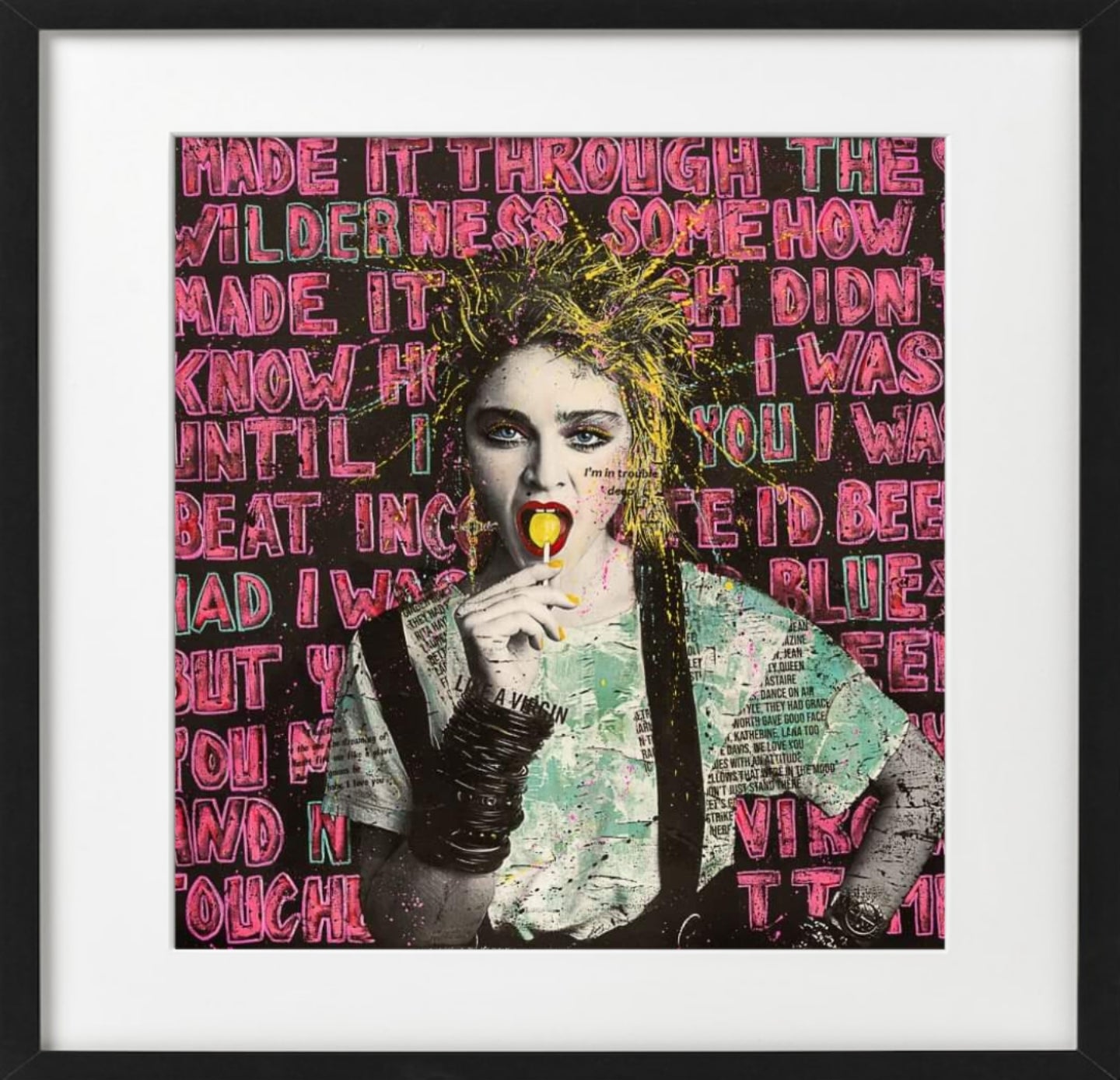 Fru Bugge "Like a virgin" Madonna, Frustrating BUgge, Bugge, Hilde BUgge, Popart, Fineart, Fargerikt interiør, Boligmesse, boligmesse Hellerudsletta, Trykk, Kunsttrykk, Bryllupsgave