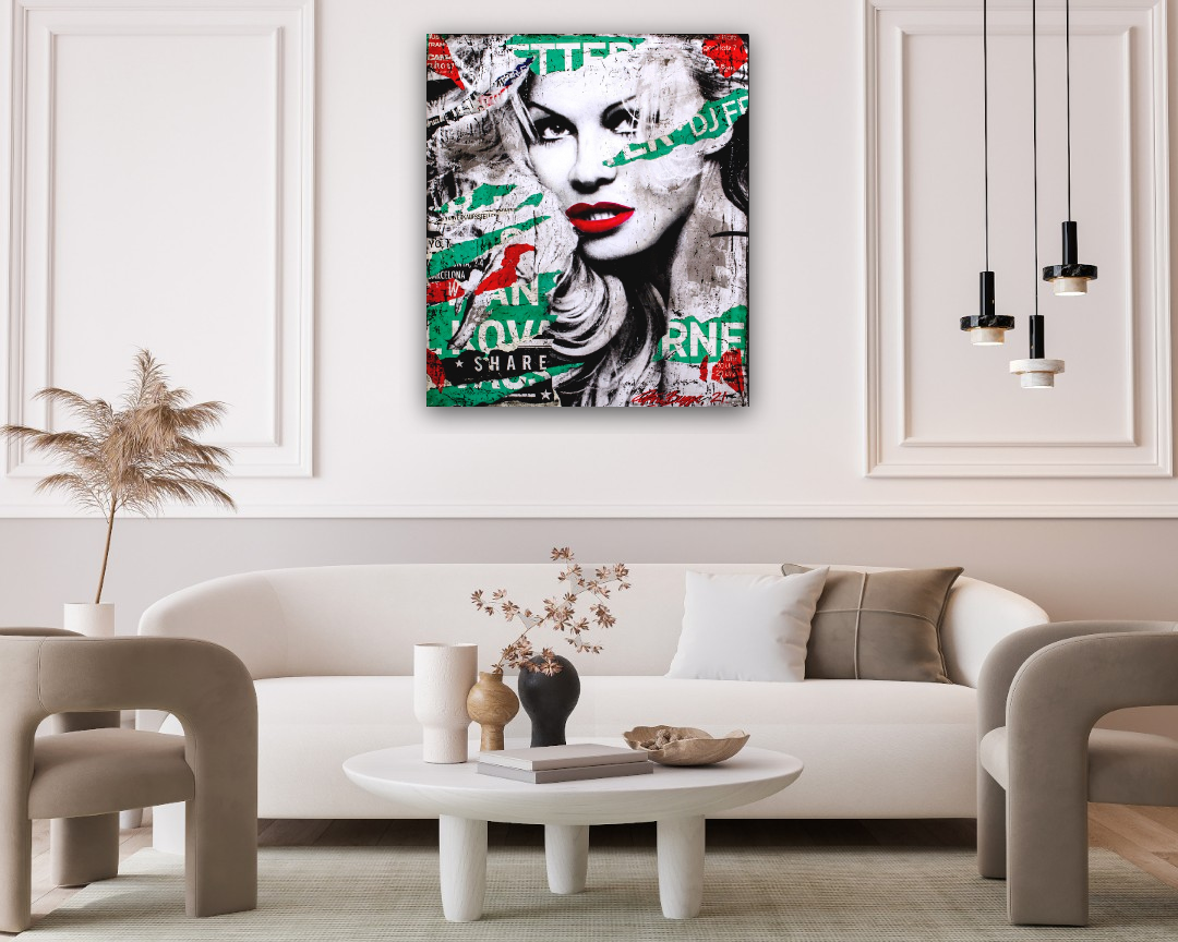 Fru Bugge, Pamela, Pamela Anderson, KUnsttrykk, Original av Fru bugege, Popart, Boligmesse, Boligmesse Helllerusletta, Fineart, Kunstgalleri, Galleri, Hilde Bugge