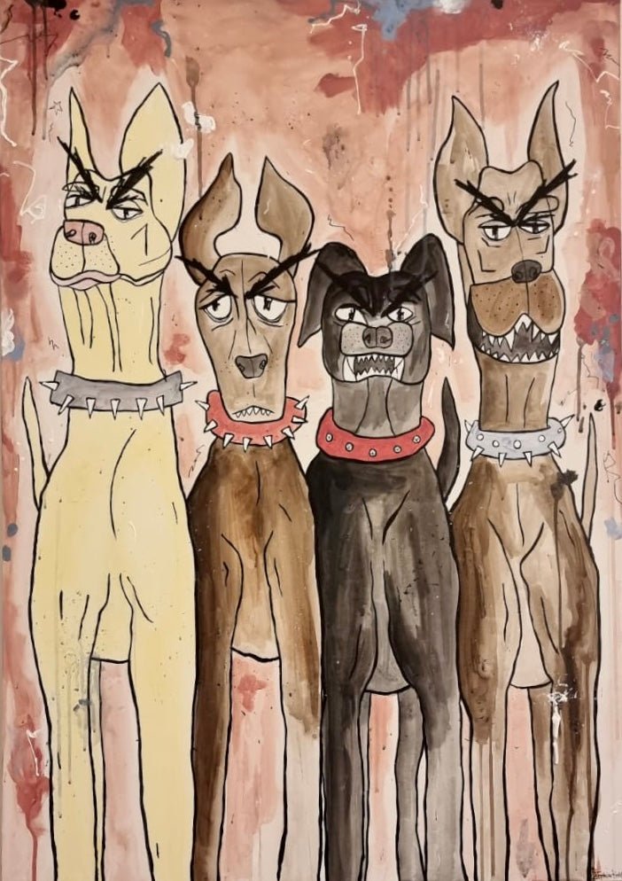 Bilde av Julia Flak "Doggies" laget av Julia Flak, popart kunst fra Galleri2b