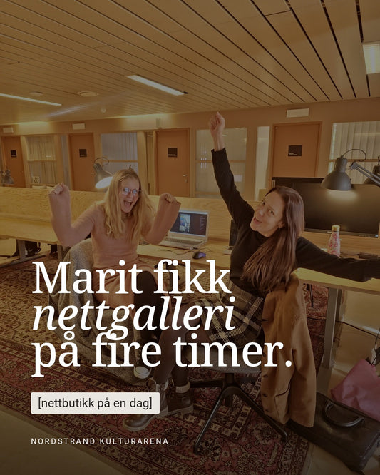 Bianca Marie Nilsen og kunstneren Marit på Nordstrand Kulturarena etter at Marit fikk sitt eget nettgalleri