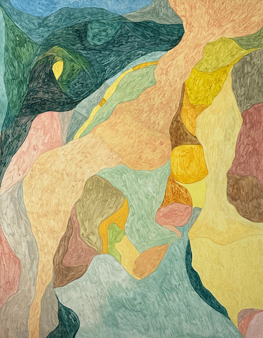 Year of the Dragon, abstrakt maleri av Emilie Wesche, 80 x 100 cm