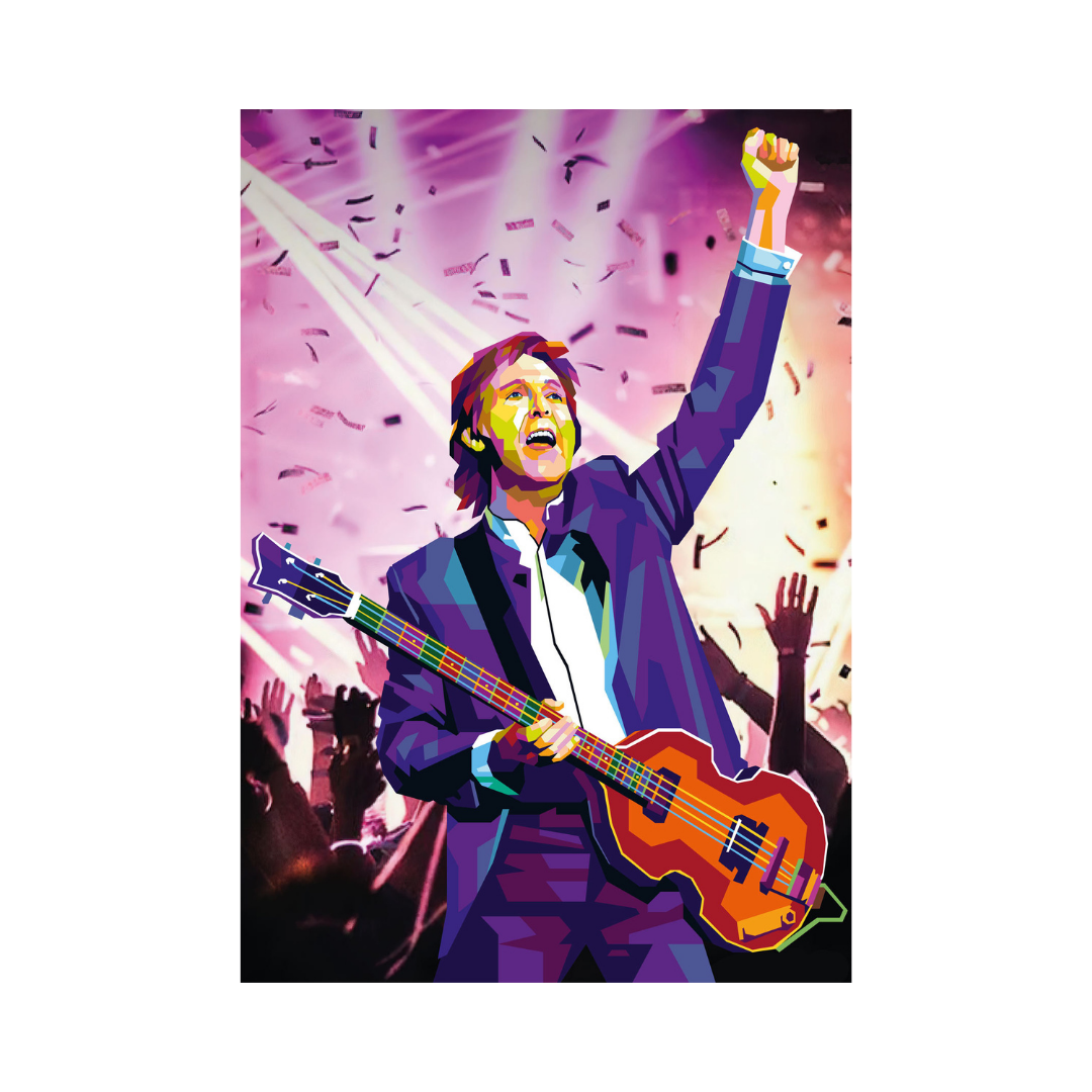 Her ser du et popart trykk av Paul McCartney tolket av popart kustneren Tendart. 