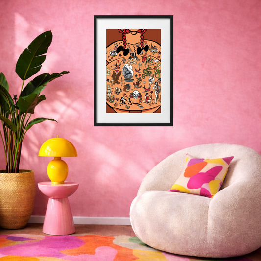 Popart kunstverk av den populære kunstneren Ronny bank vist i miljø