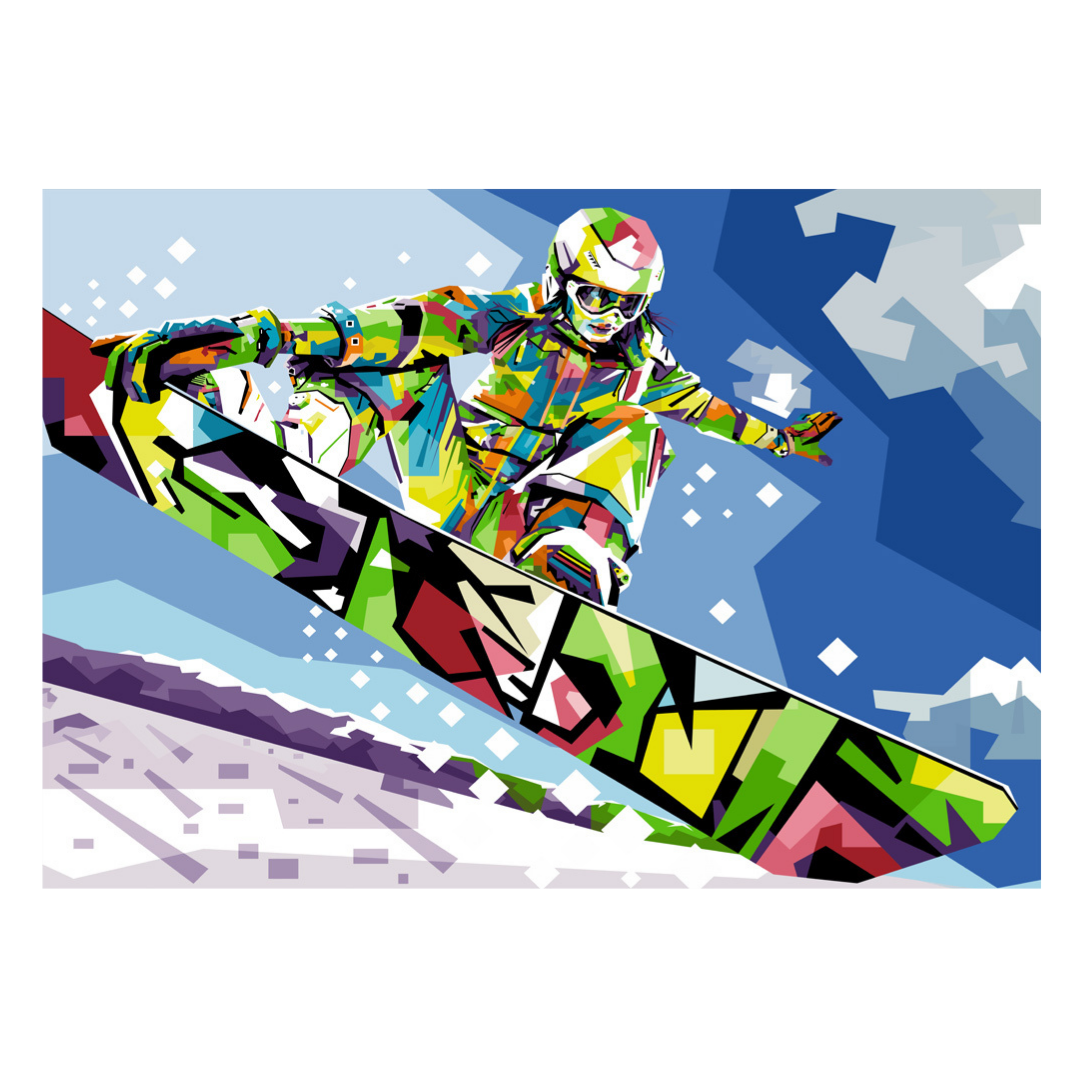 Snowboarder. Kunsttrykk av popartkunstner Tendart. 