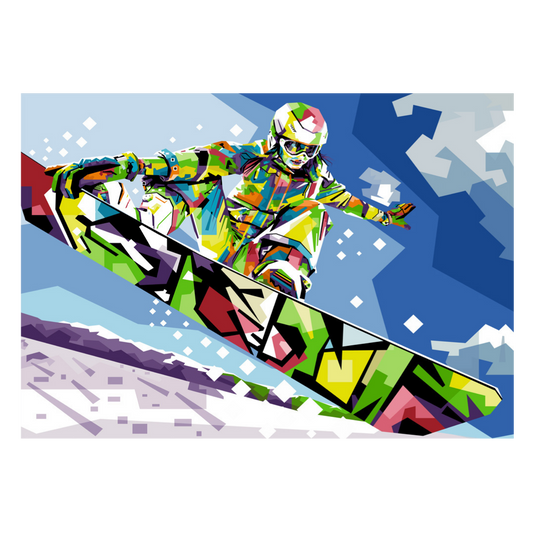 Snowboarder. Kunsttrykk av popartkunstner Tendart. 