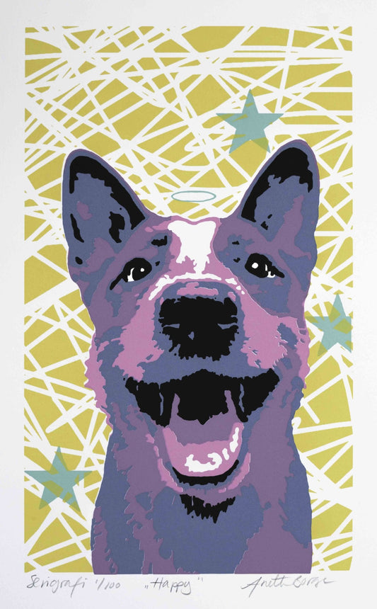 Bilde av Anette Borge "Happy" laget av Anette Borge, popart kunst fra Galleri2b