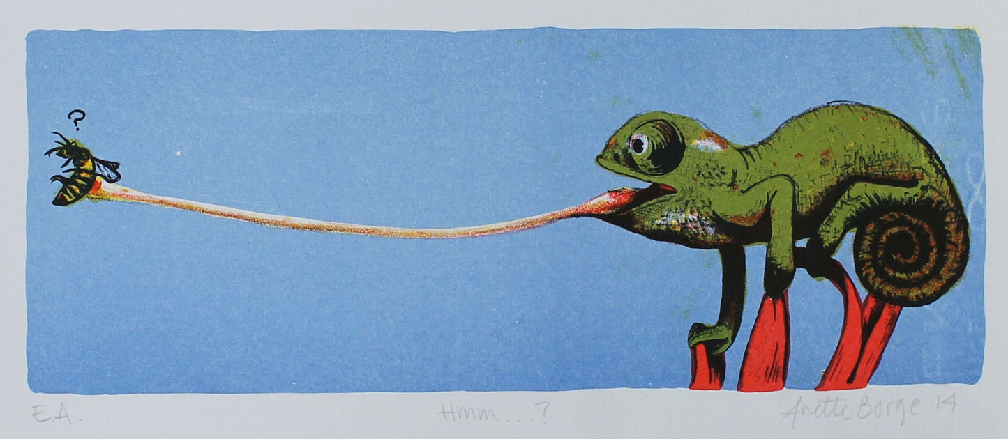 Bilde av Anette Borge "Hmm...?" laget av Anette Borge, popart kunst fra Galleri2b