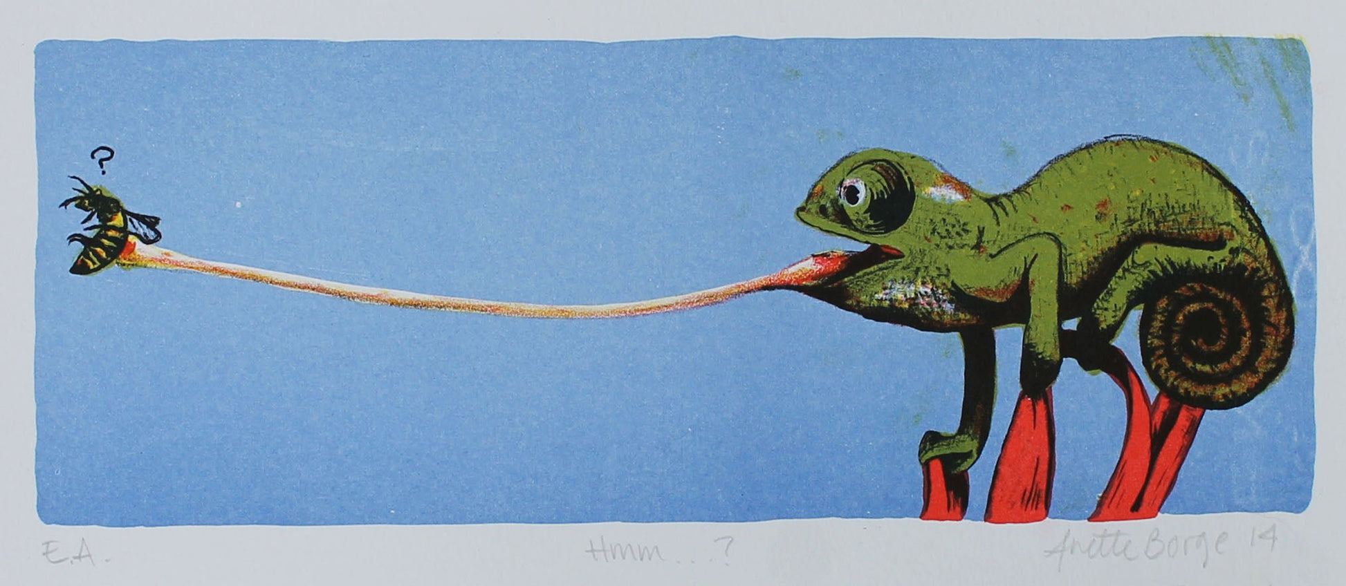 Bilde av Anette Borge "Hmm...?" laget av Anette Borge, popart kunst fra Galleri2b