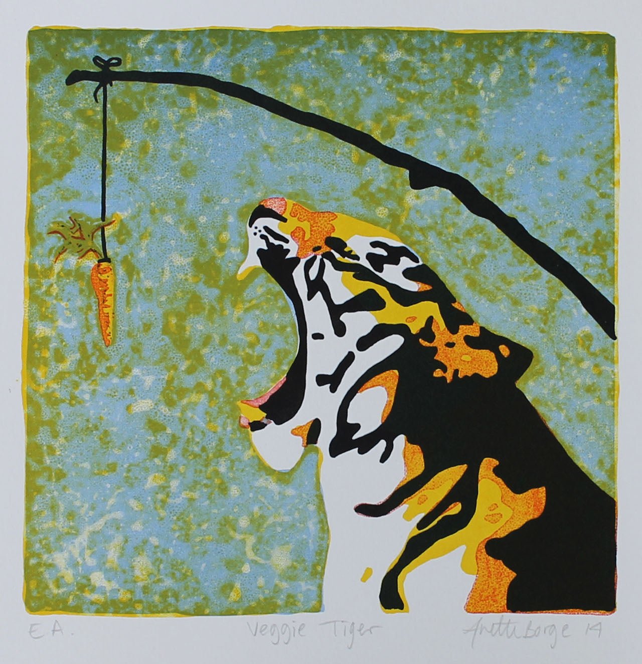 Bilde av Anette Borge "Veggie Tiger" laget av Anette Borge, popart kunst fra Galleri2b