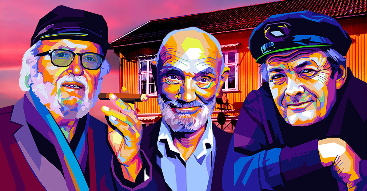 Torbjørn Endrerud (Tendart) "Jahn Johansen, Odd Børresen, Erik Bye", digitalt grafisk kunstverk