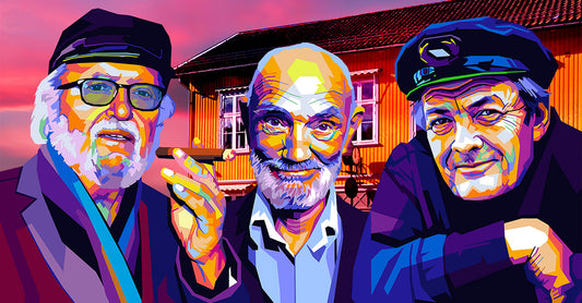Torbjørn Endrerud (Tendart) "Jahn Johansen, Odd Børresen, Erik Bye", digitalt grafisk kunstverk