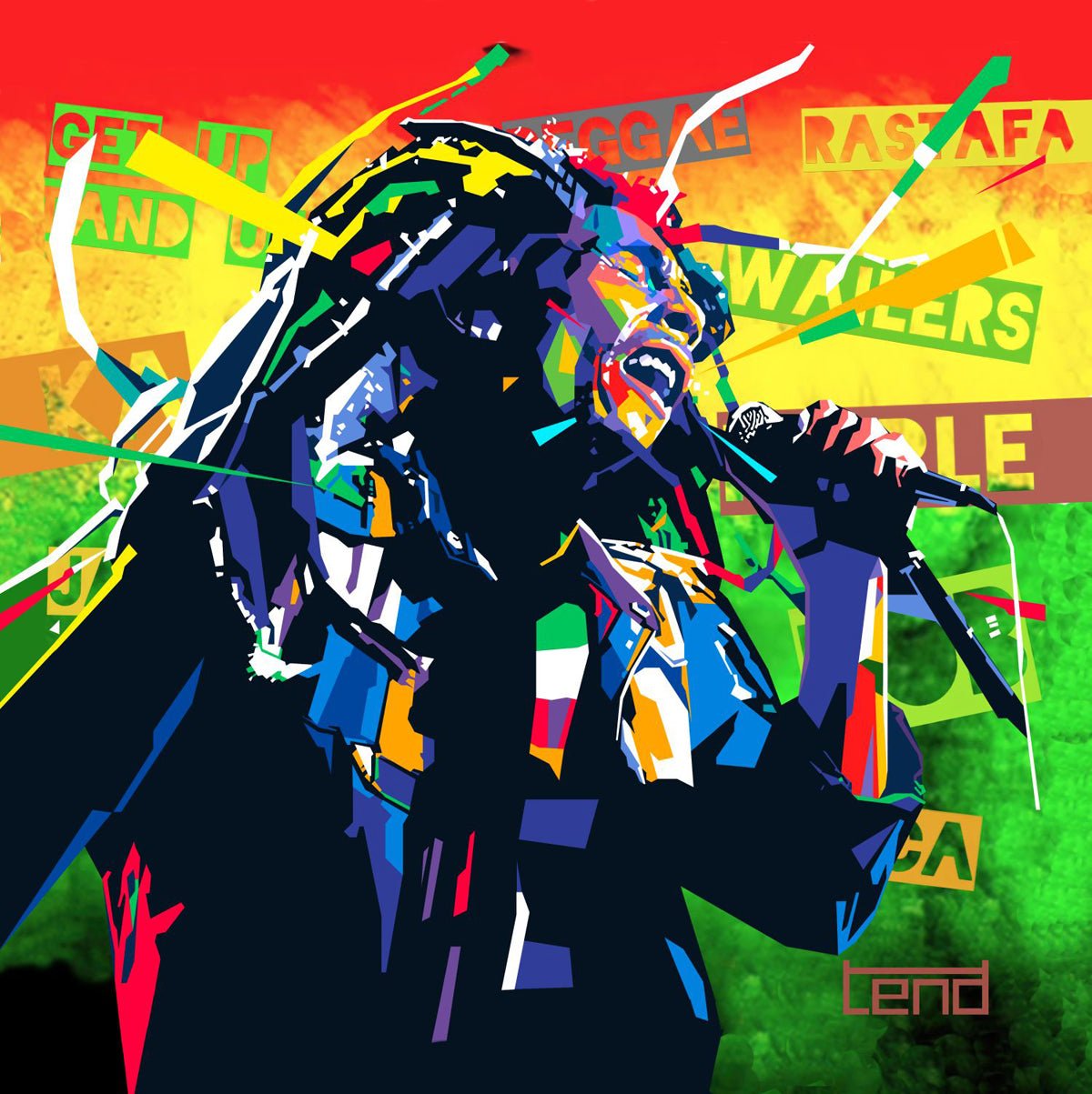 Bilde av Bob Marley - Pop Art - trykk av Torbjørn Endrerud (Tendart) laget av Torbjørn Endrerud, popart kunst fra Galleri2b