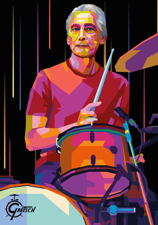 Torbjørn Endrerud (Tendart) "Charlie Watts", digitalt grafisk kunstverk av Rolling Stones-trommeslager Charlie Watts