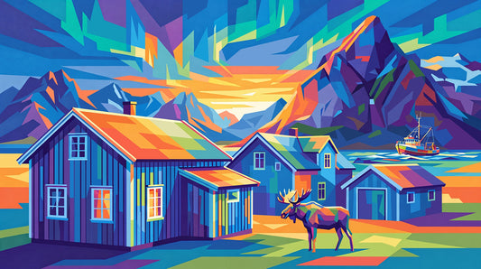 Torbjørn Endrerud (Tendart) "Blå Hus", digitalt grafisk kunstverk