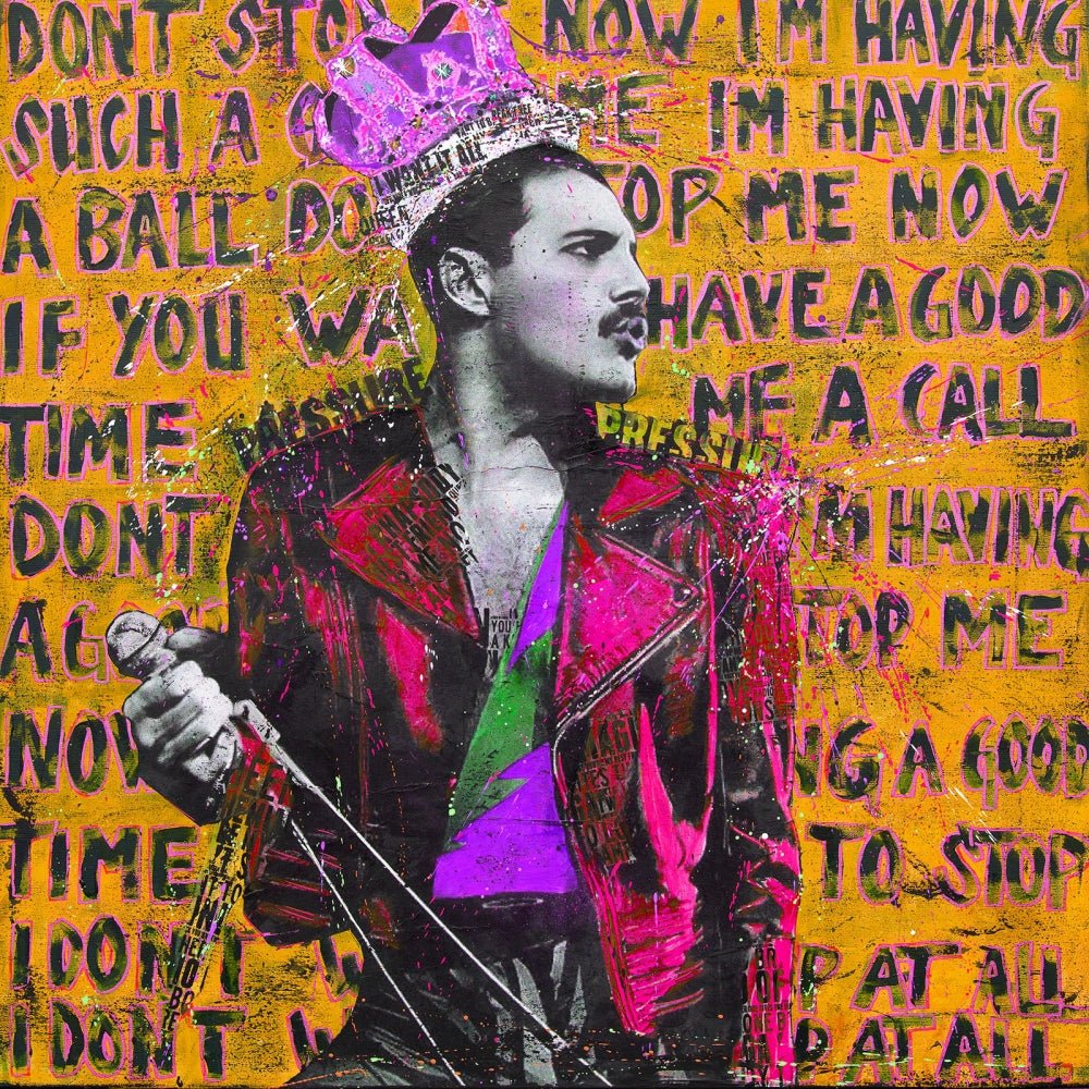 Bilde av Fru Bugge "DON´T STOP ME NOW 3" laget av Fru Bugge, popart kunst fra Galleri2b
