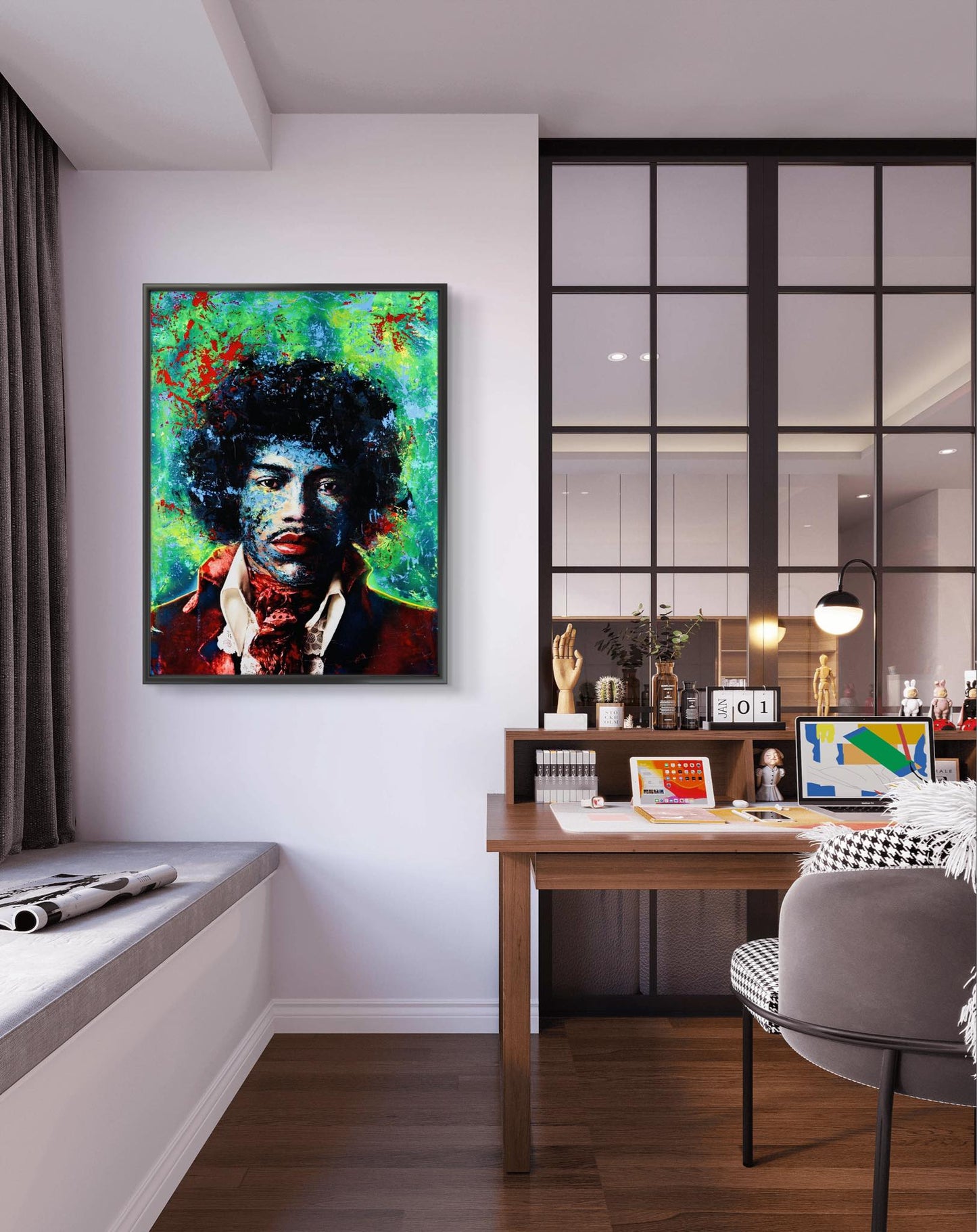 Bilde av Fru Bugge "Hendrix" laget av Fru Bugge, popart kunst fra Galleri2b