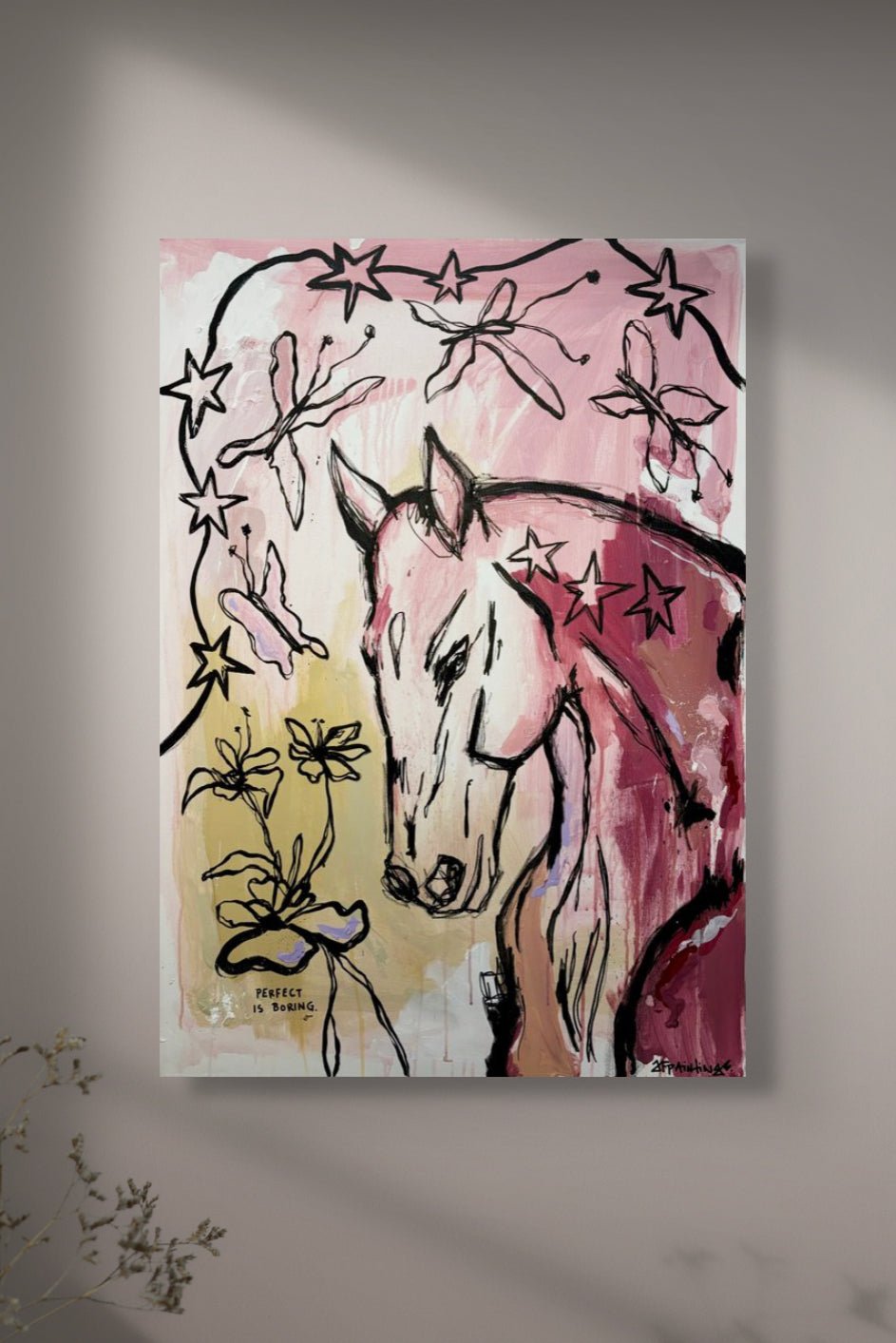 Bilde av JfPainting "Perfect is Boring" laget av Julia Flak, popart kunst fra Galleri2b