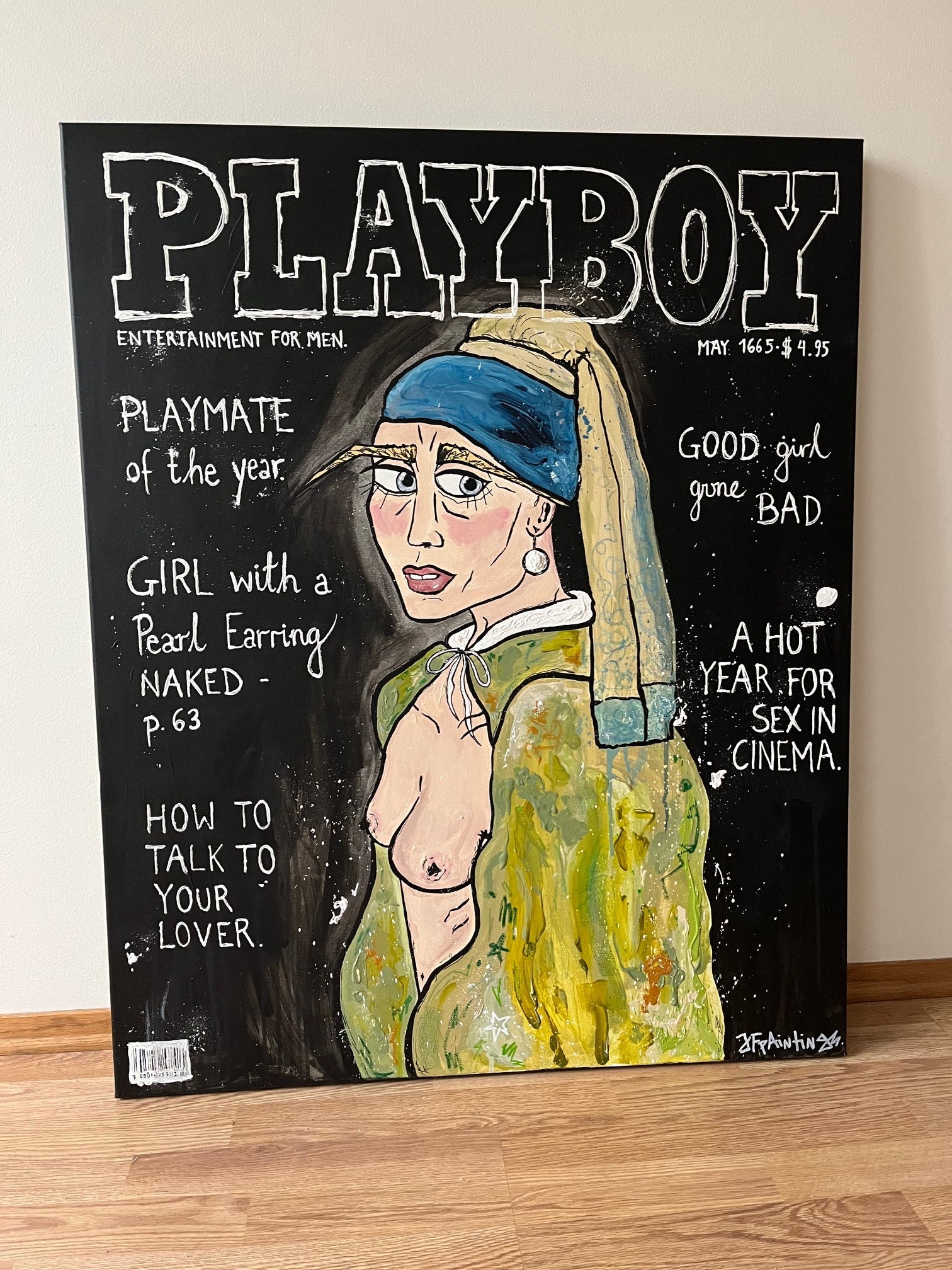 Bilde av JfPaintings "Playmate with a pearl Earring" laget av Julia Flak, popart kunst fra Galleri2b