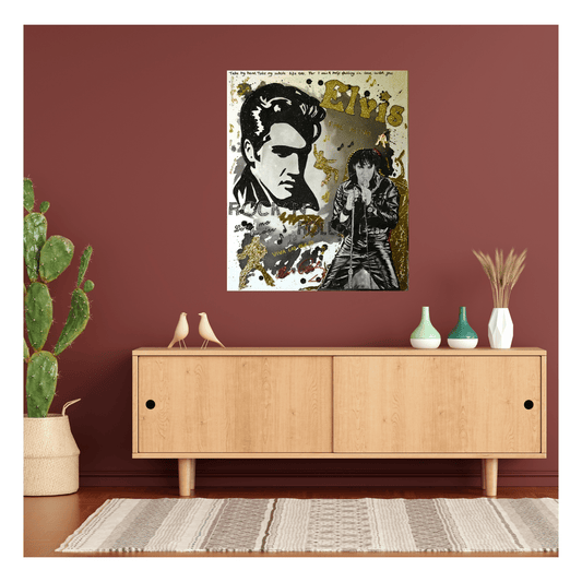 Bilde av Lene Yvonne "Elvis" - Gjestekunstner laget av Lene Yvonne, popart kunst fra Galleri2b