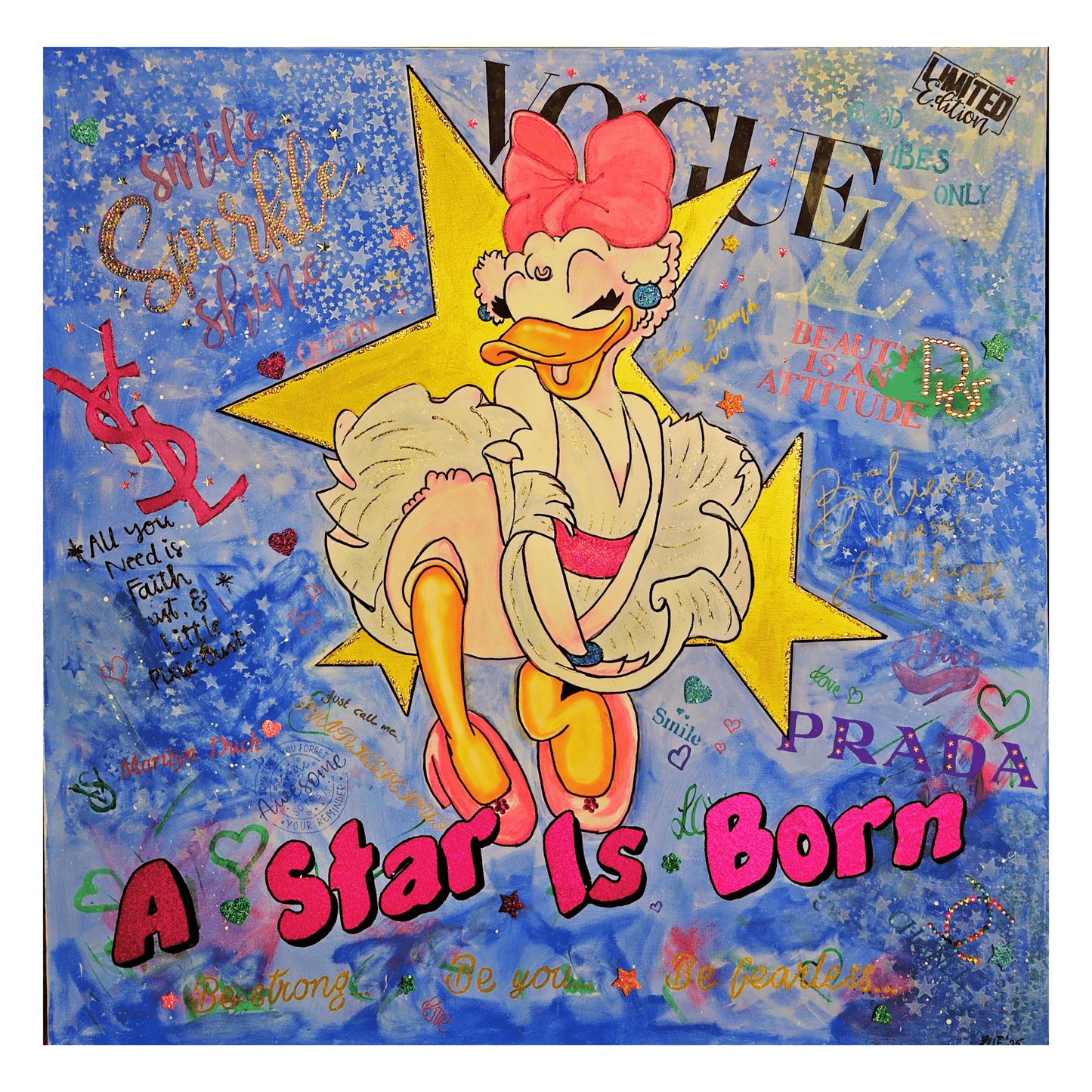 Bilde av Lene Yvonne "Marilyn Duck" - Gjestekunstner laget av Lene Yvonne, popart kunst fra Galleri2b