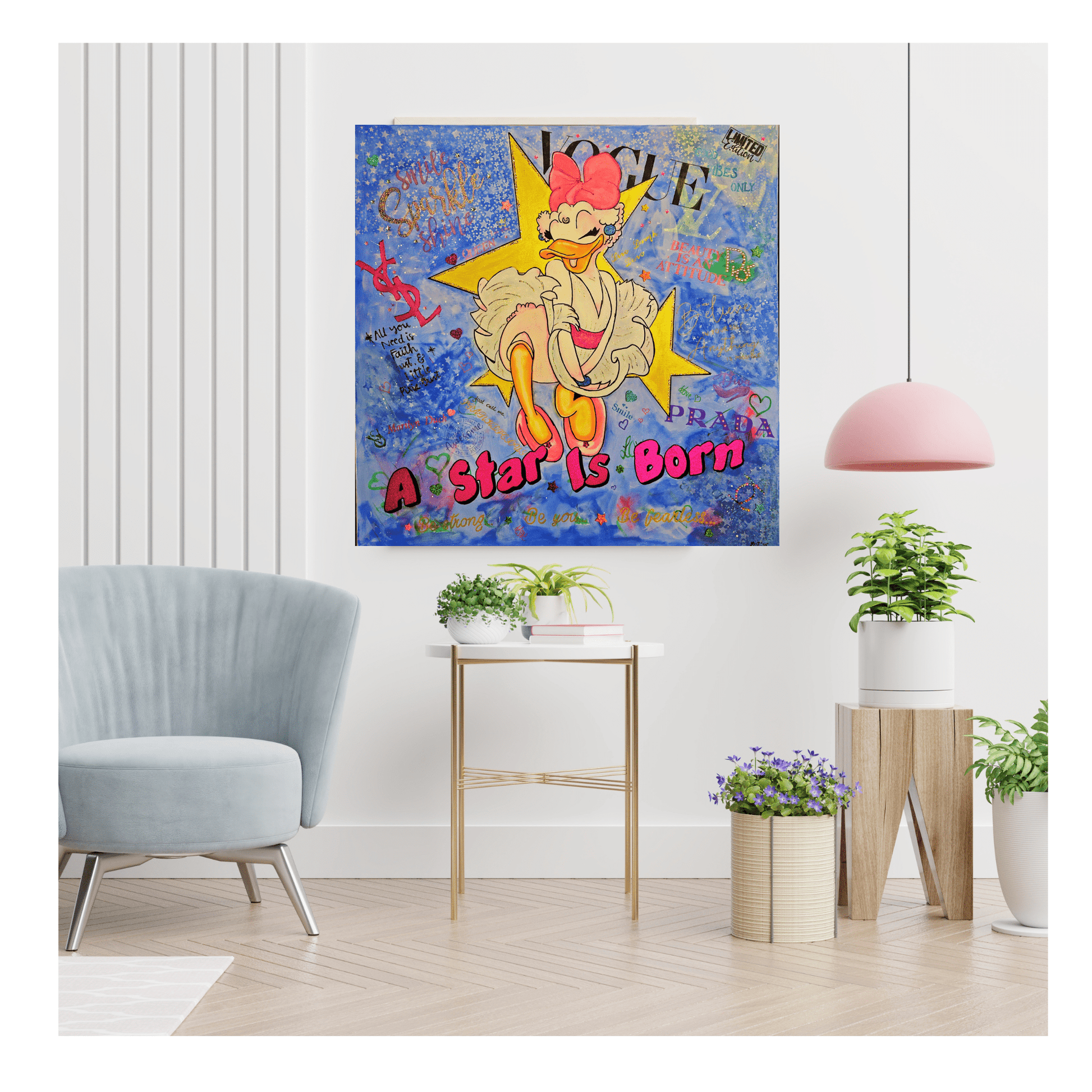 Bilde av Lene Yvonne "Marilyn Duck" - Gjestekunstner laget av Lene Yvonne, popart kunst fra Galleri2b