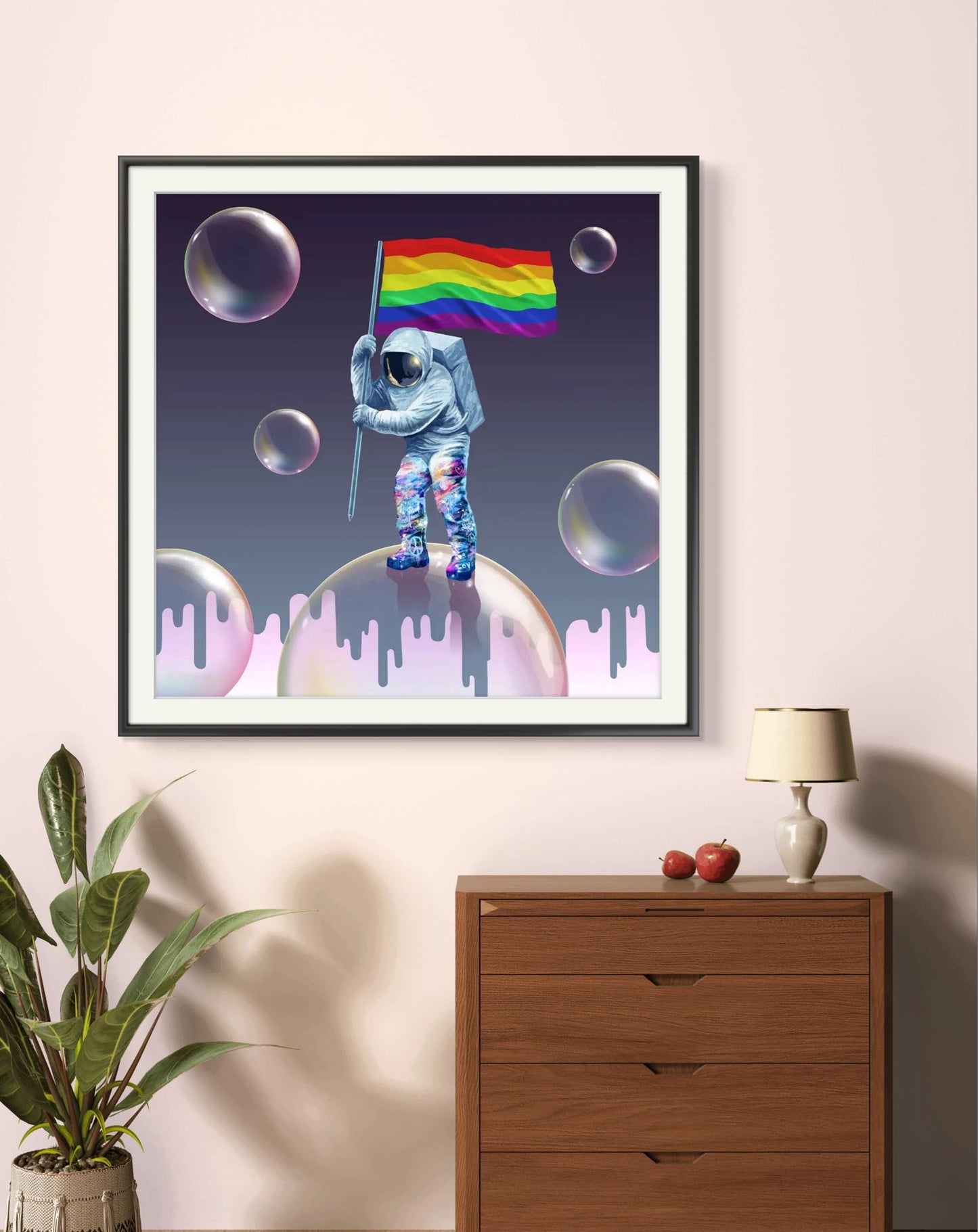 Bilde av Rino Larsen "Alt er LOVE" HÅNDKOLORERT laget av Rino Larsen, popart kunst fra Galleri2b