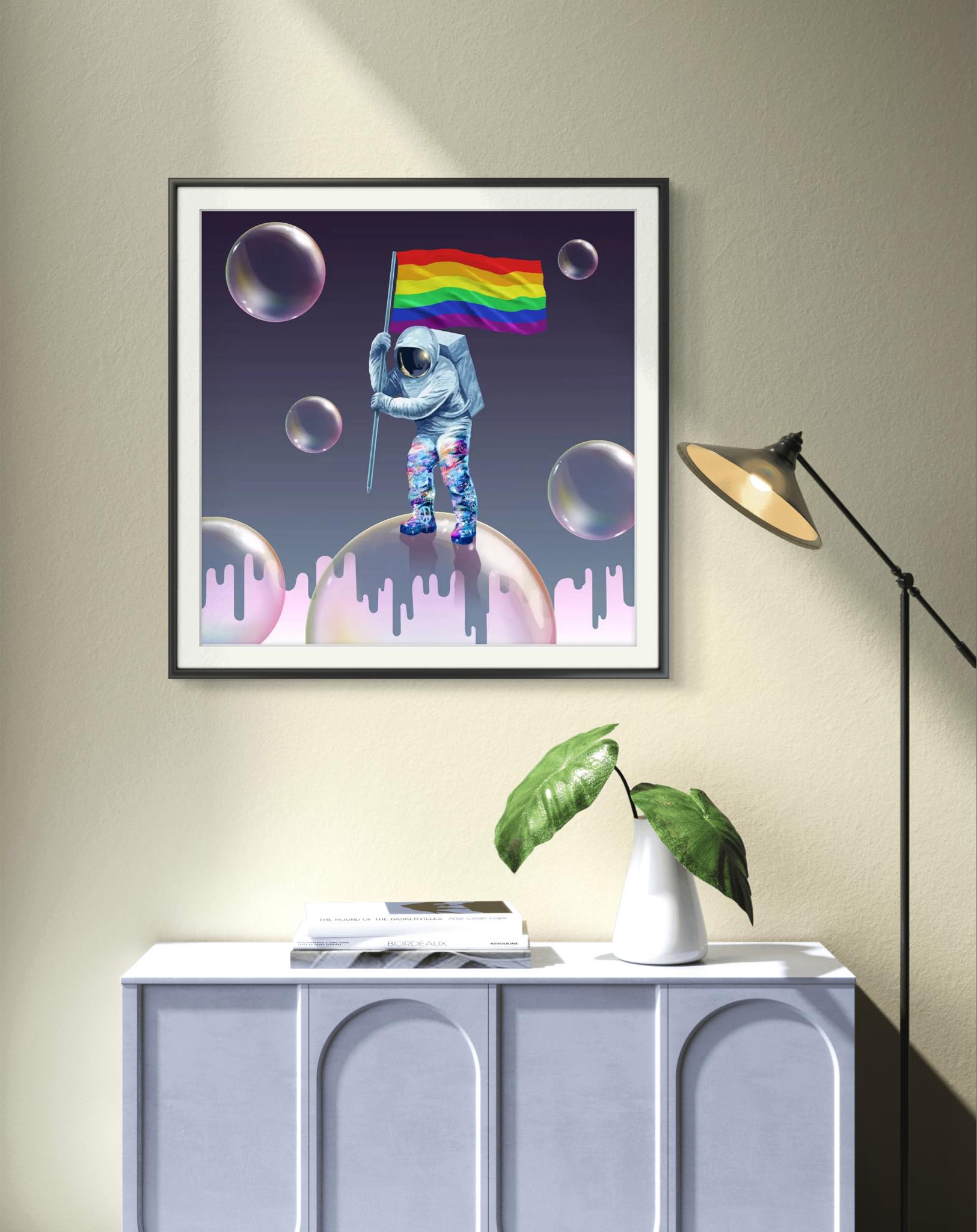 Bilde av Rino Larsen "Alt er LOVE" HÅNDKOLORERT laget av Rino Larsen, popart kunst fra Galleri2b