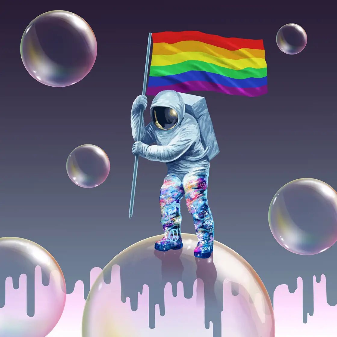 Bilde av Rino Larsen "Alt er LOVE" HÅNDKOLORERT laget av Rino Larsen, popart kunst fra Galleri2b