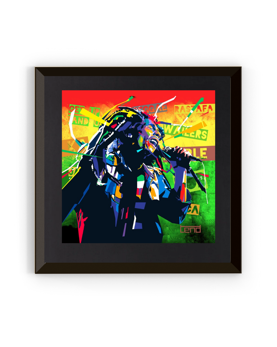 Portrett i moderne stil av reggae-vokalist. Laget av Torbjørn Endrerud under navnet Tendart. Kunstverket kombinerer musikk, farge og urban popkultur, og gir en eksplosjon av uttrykk og rytme.