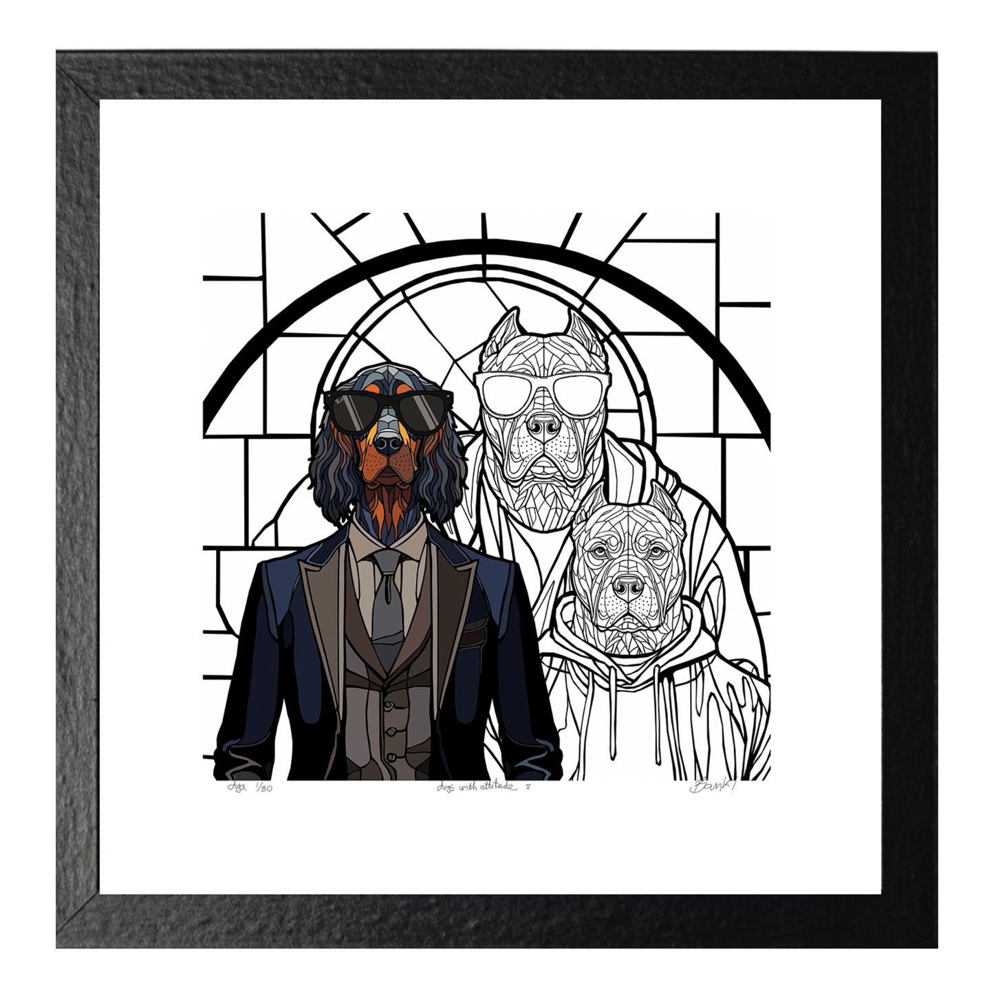 Bilde av Ronny Bank - "Dogs with attitude 2" - 2025 edition laget av Ronny Bank, popart kunst fra Galleri2b