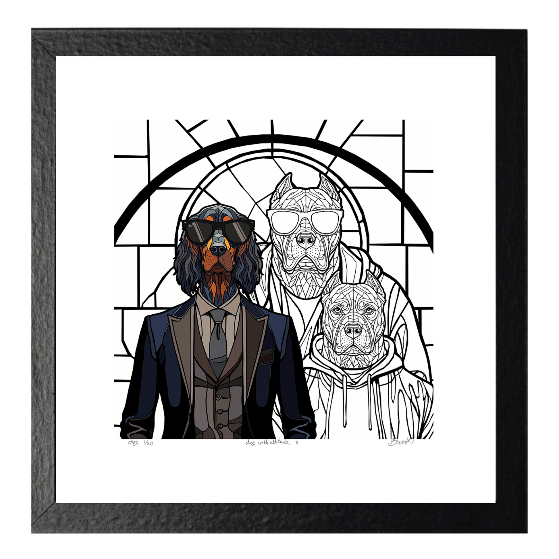 Bilde av Ronny Bank - "Dogs with attitude 2" - 2025 edition laget av Ronny Bank, popart kunst fra Galleri2b