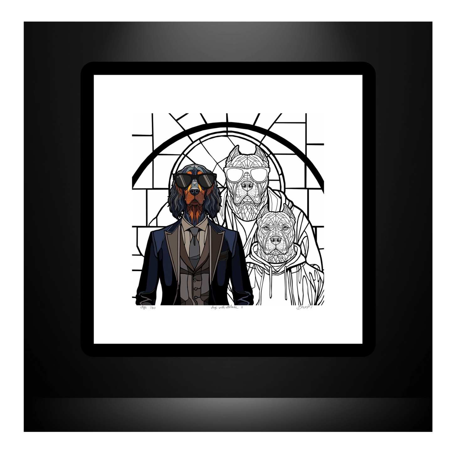 Bilde av Ronny Bank - "Dogs with attitude 2" - 2025 edition laget av Ronny Bank, popart kunst fra Galleri2b