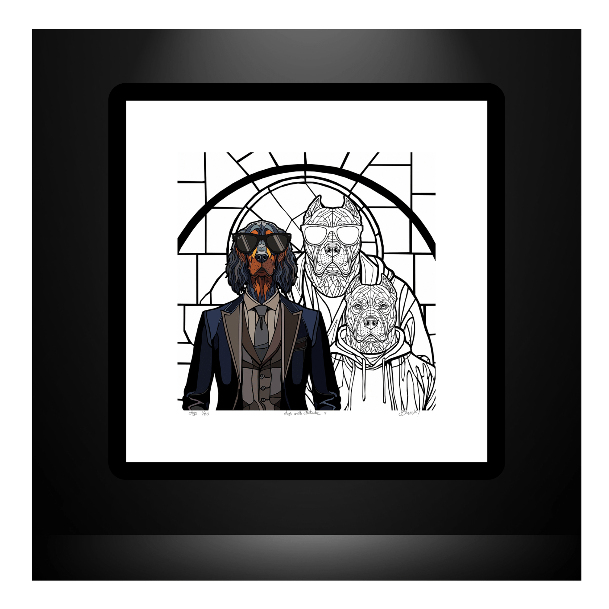 Bilde av Ronny Bank - "Dogs with attitude 2" - 2025 edition laget av Ronny Bank, popart kunst fra Galleri2b