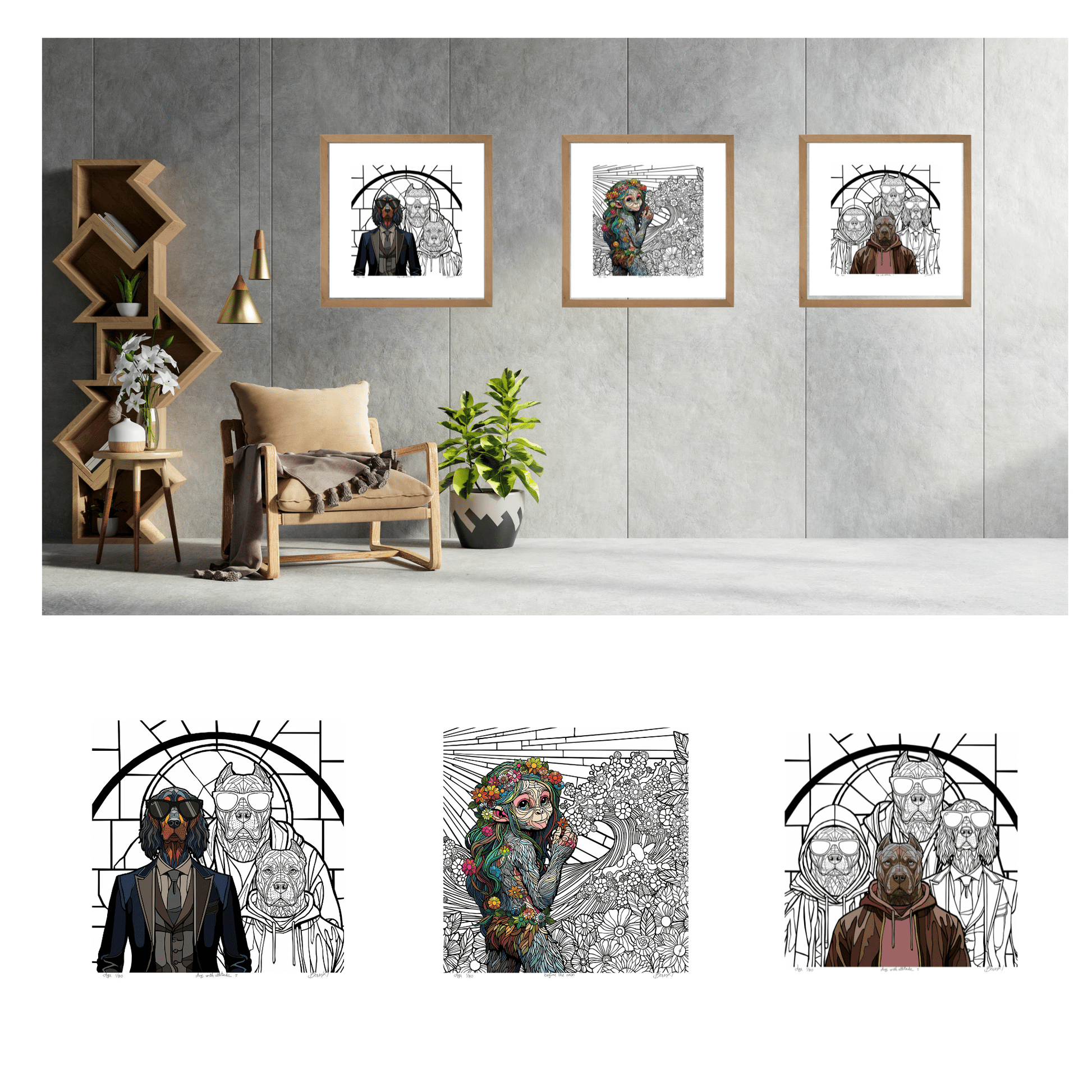 Bilde av Ronny Bank - "Dogs with attitude 2" - 2025 edition laget av Ronny Bank, popart kunst fra Galleri2b