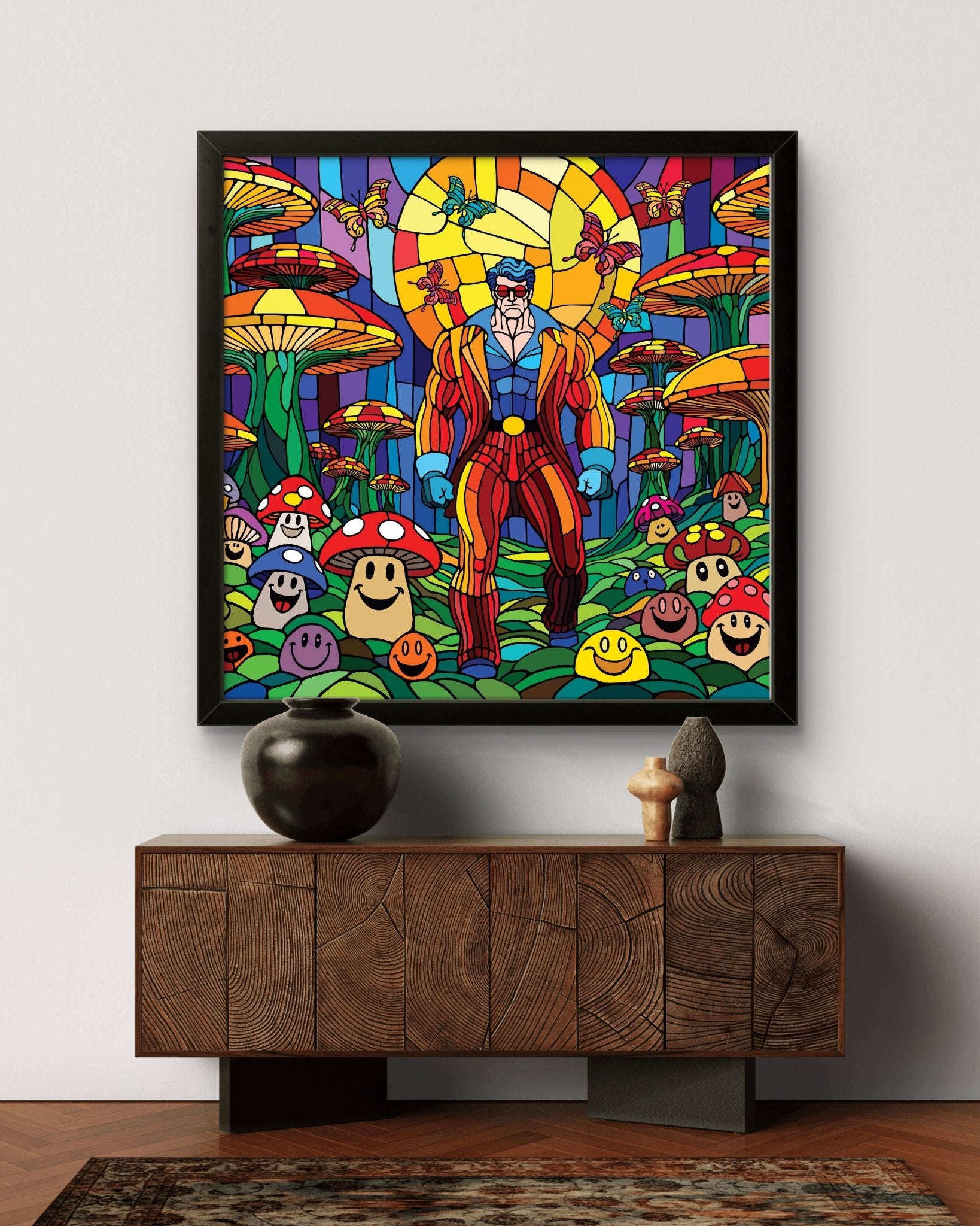 Bilde av Ronny Bank "The mushroom man" 90X90cm laget av Ronny Bank, popart kunst fra Galleri2b