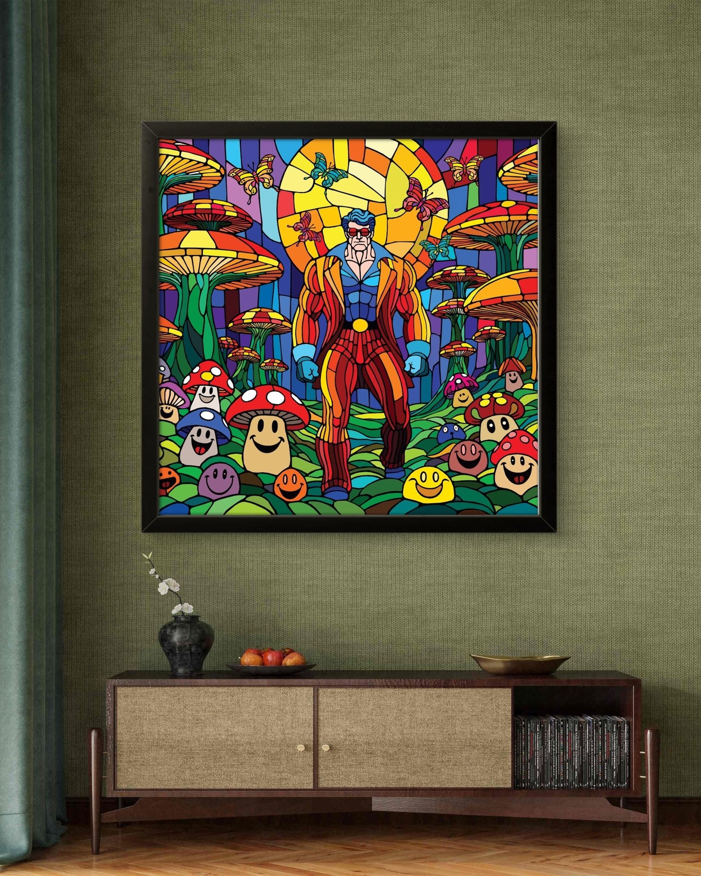 Bilde av Ronny Bank "The mushroom man" 90X90cm laget av Ronny Bank, popart kunst fra Galleri2b