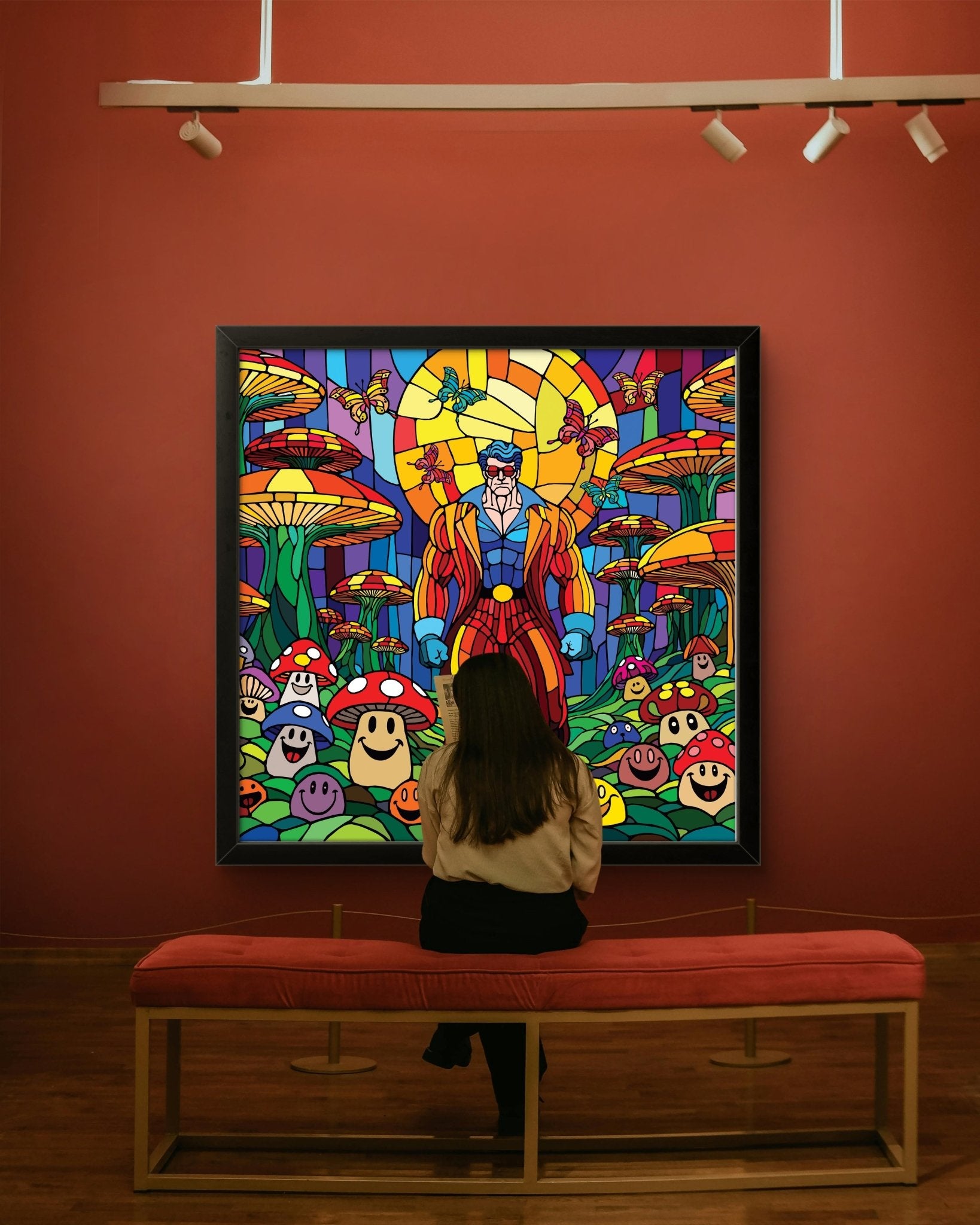 Bilde av Ronny Bank "The mushroom man" 90X90cm laget av Ronny Bank, popart kunst fra Galleri2b