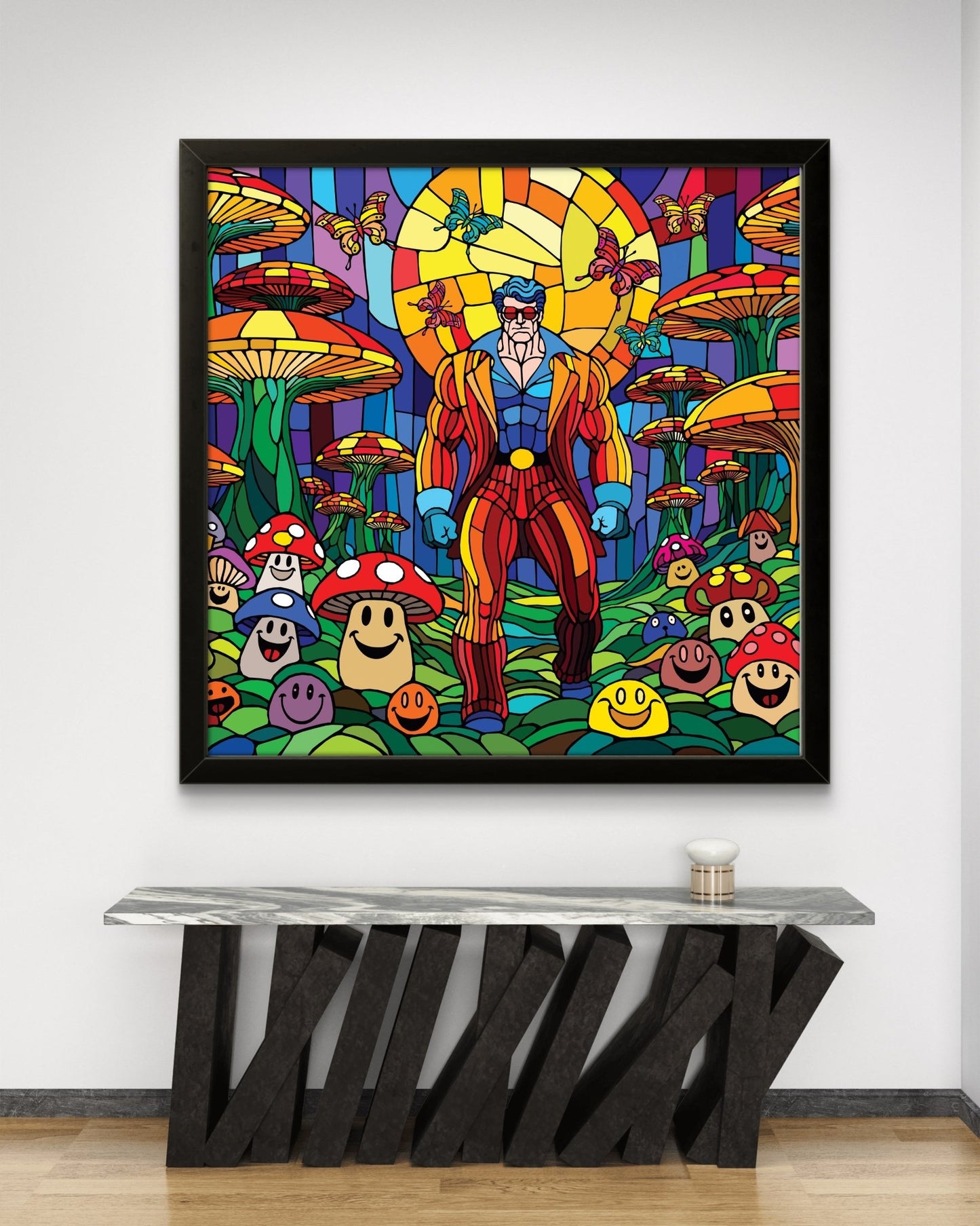 Bilde av Ronny Bank "The mushroom man" 90X90cm laget av Ronny Bank, popart kunst fra Galleri2b