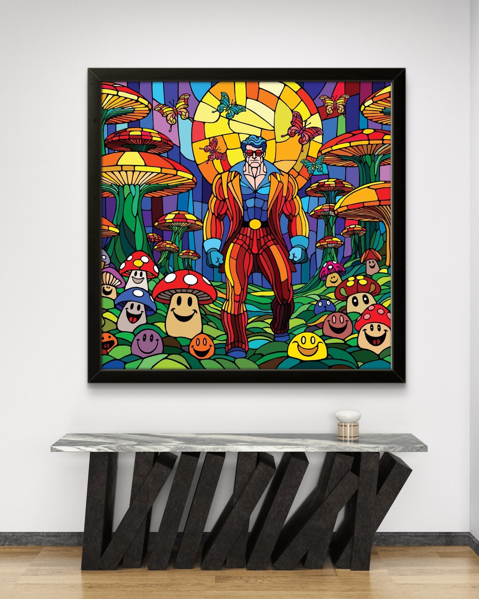 Bilde av Ronny Bank "The mushroom man" 90X90cm laget av Ronny Bank, popart kunst fra Galleri2b